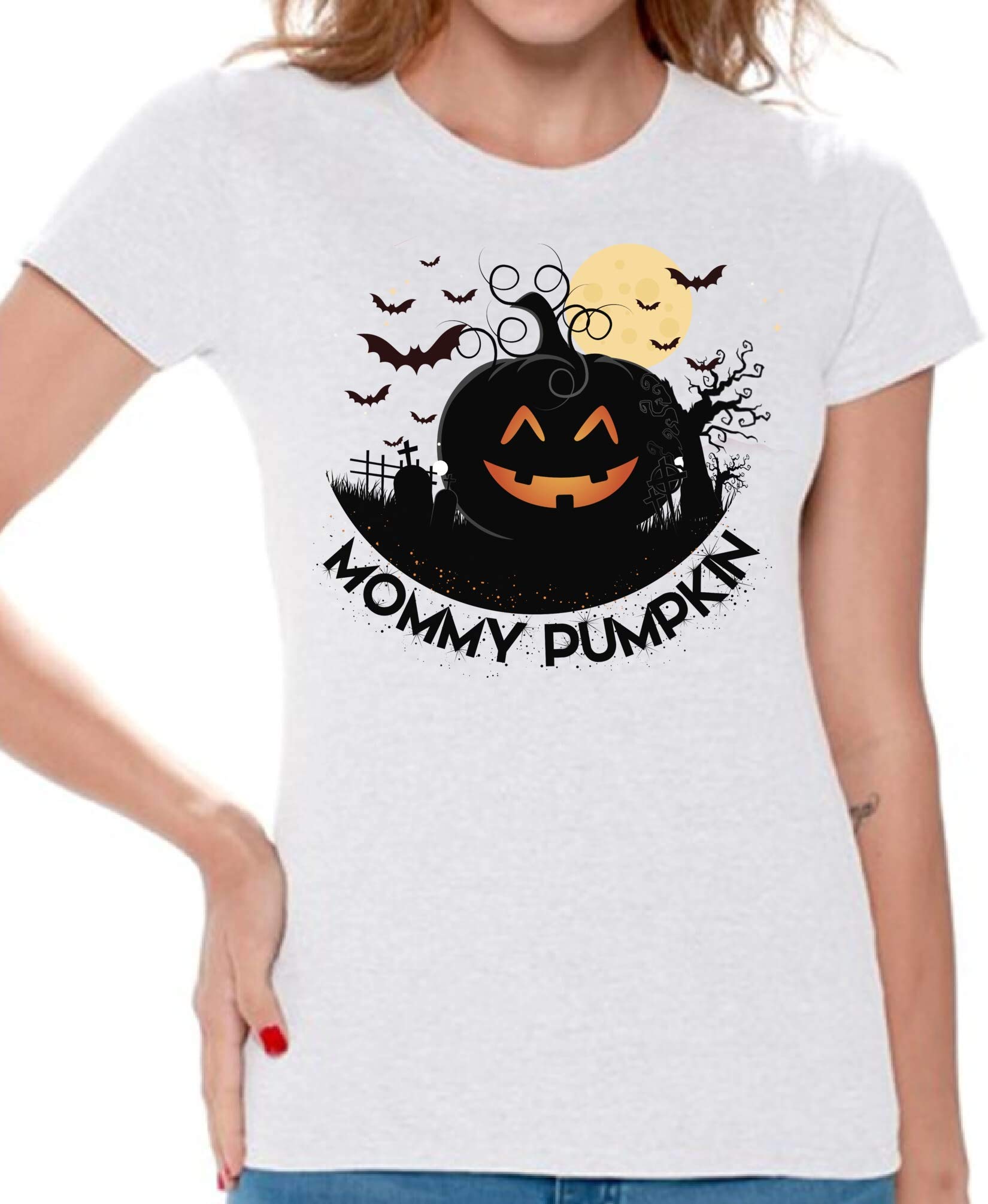 Awkward Styles Halloween T-Shirt - Funny Mommy Pumpkin Graphic Tee for Women | Cute Fall & Halloween Costume Outfit for Parties, Trick or Treating
