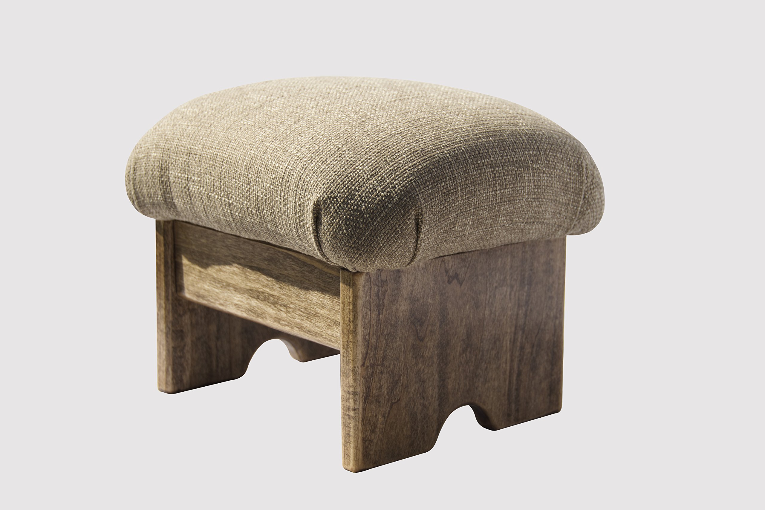 Premium Mini Padded Foot Stool - 9 Inch Height, Handmade in USA, Desert Sand & Walnut Stain Finish - Perfect for Living Room, Office, Nursery & Bedroom Comfort