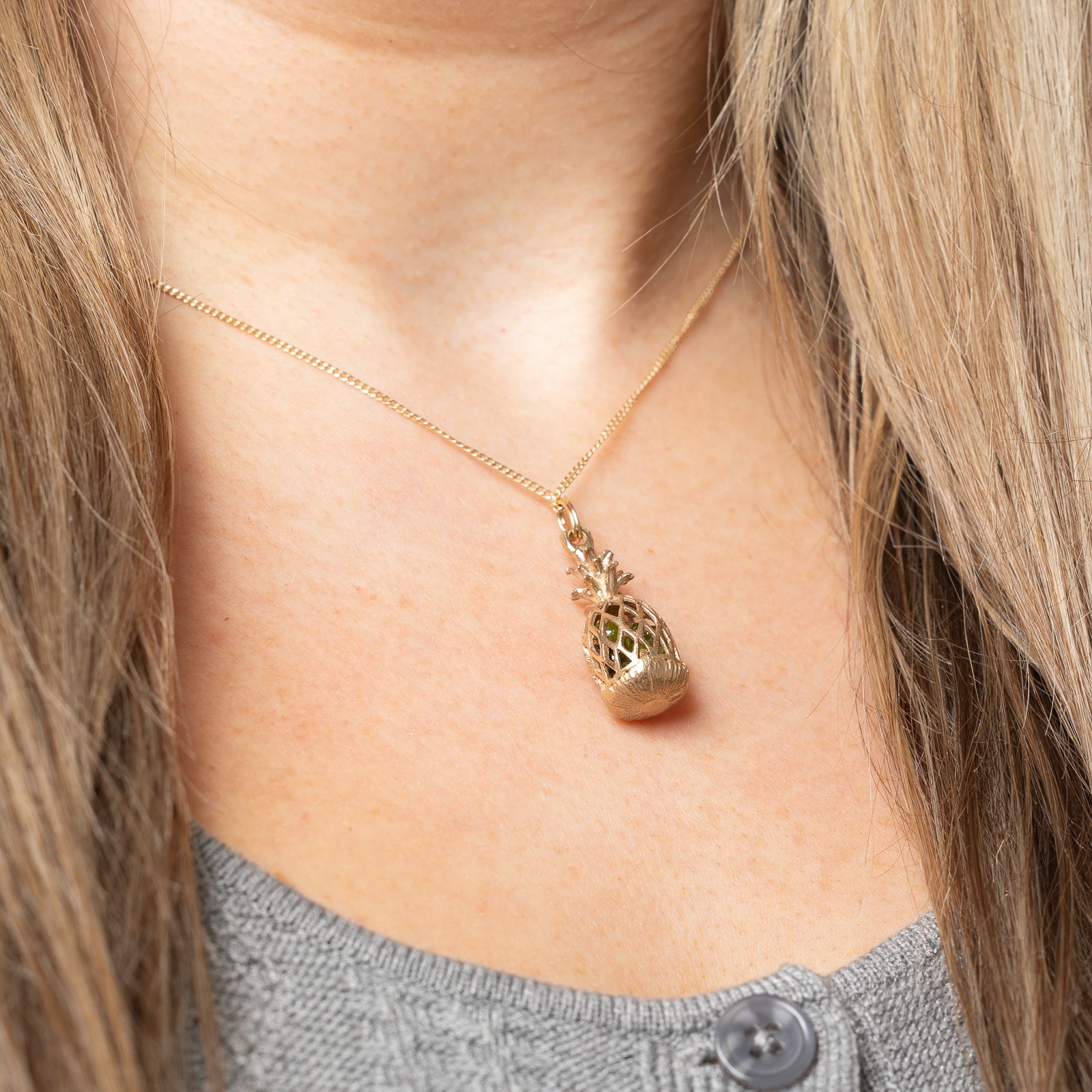 Natural Green Peridot Pineapple Pendant - 8.00 Carat Rough Crystal Gemstone Jewelry for Women - Perfect for Boho Style, Summer Fashion & Tropical Vacation Accessories