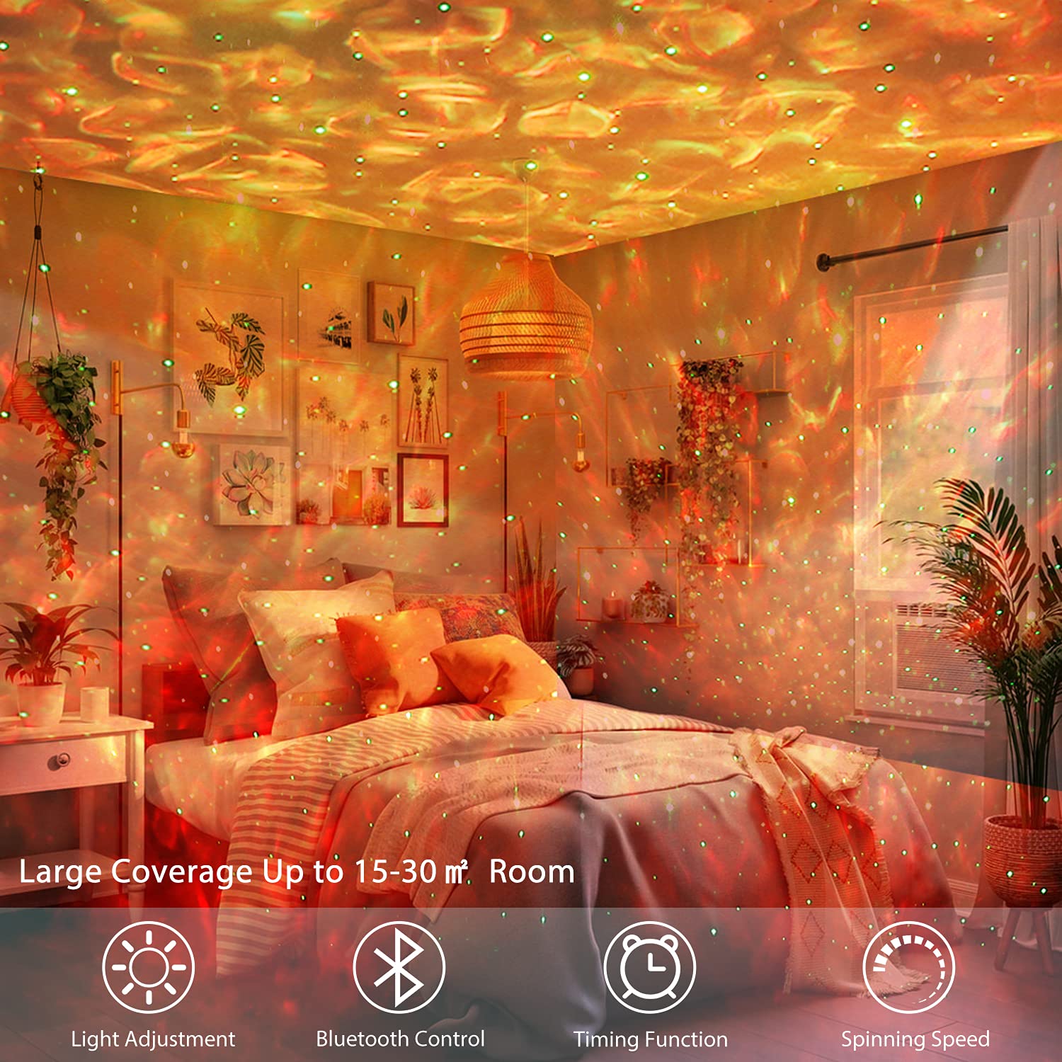 Galaxy Projector Night Light with Bluetooth Speaker & Remote Control - Star Projector for Bedroom, Kids Room, Party Decor & Relaxation - No App Needed, Voice Control, Perfect for Meditation, Sleep Aid & Home Ambiance