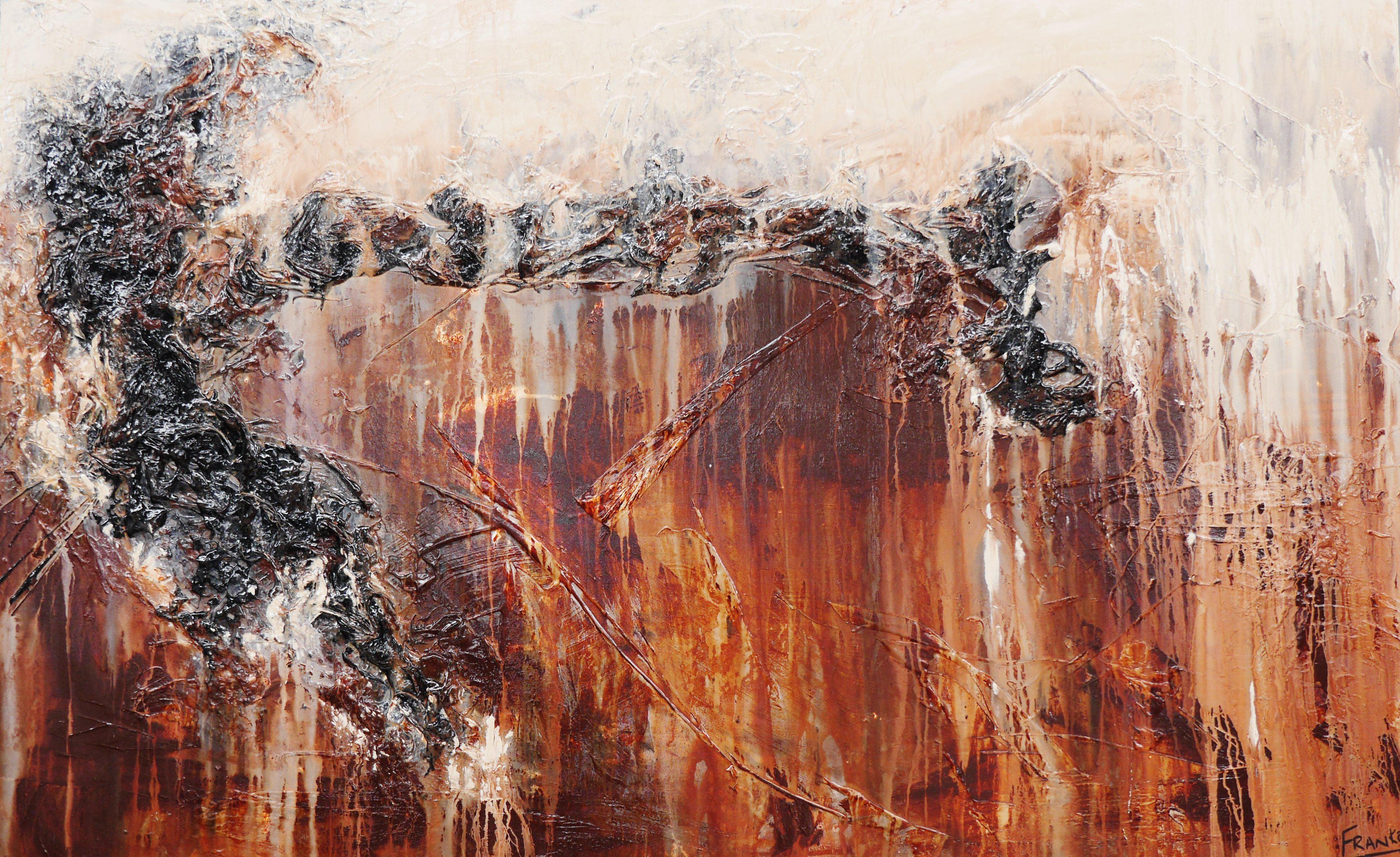 160cm x 100cm Brown Abstract Leather Dunes Painting - Modern Wall Art for Living Room, Bedroom & Office Decor