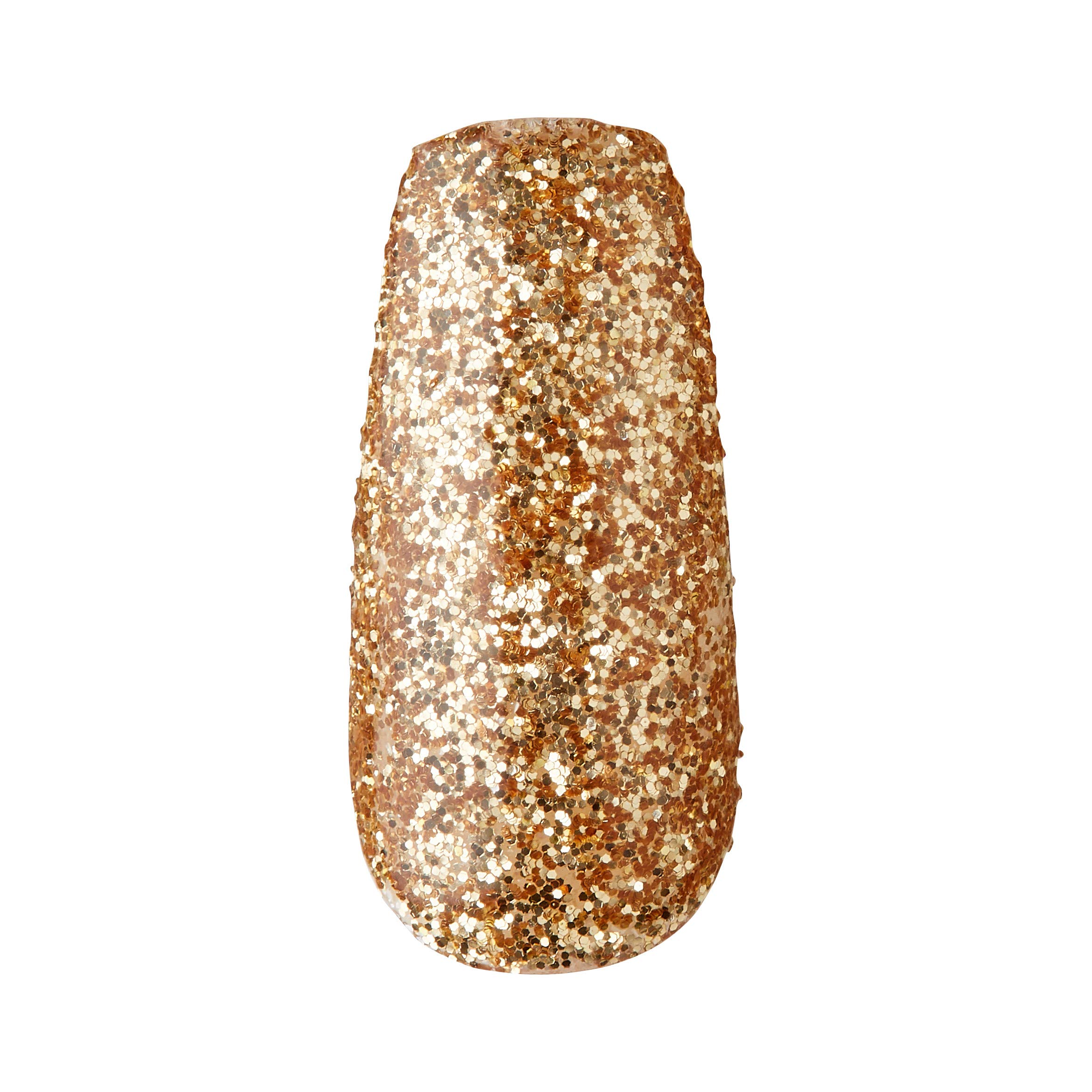 Gold Finger Full Cover Gel Nails - Glam Ready to Wear Long Fake Nails for Manicure | Perfect for Parties, Weddings & Special Occasions