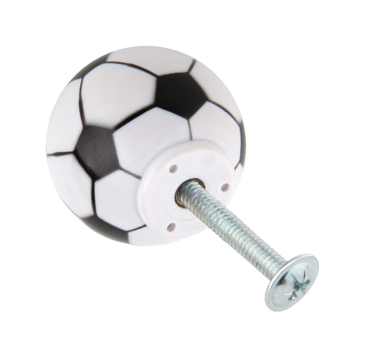 Silverline 6 Pack 1-1/4 Inch Sports Themed Cabinet Knobs for Boys - Soccer Drawer Pulls for Kids Dresser & Wardrobe - Perfect for Bedroom, Nursery, and Playroom Decor