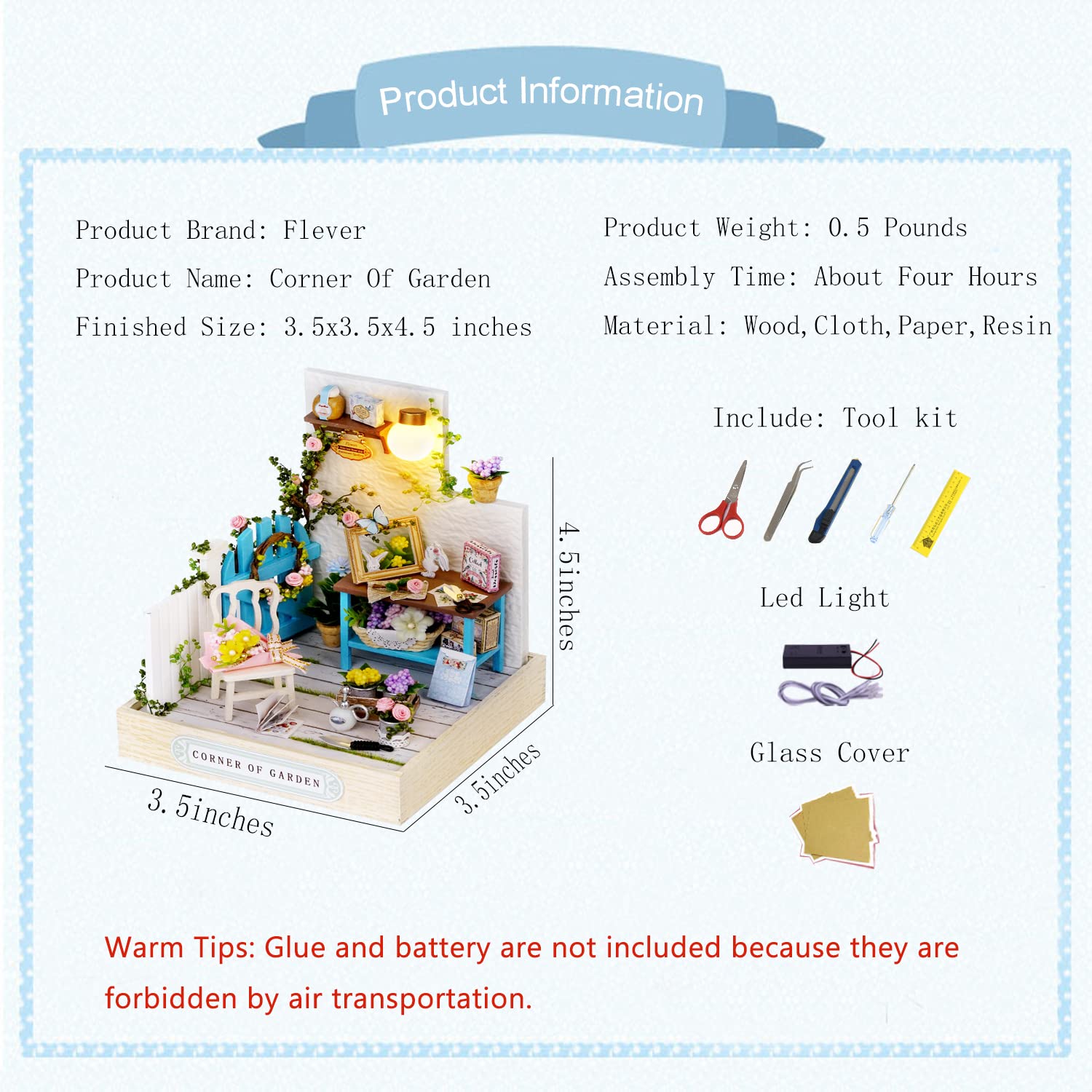 Flever DIY Miniature Dollhouse Kit - Creative Room with Furniture Set for Valentine's Day Gift, Romantic Home Decor (Garden Corner Theme) | Perfect for Collectors, DIY Enthusiasts & Romantic Home Decoration