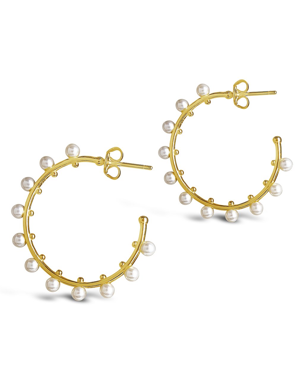 925 Sterling Silver Pearl Studded Hoop Earrings for Women - Elegant & Timeless Jewelry for Everyday Wear, Parties & Special Occasions