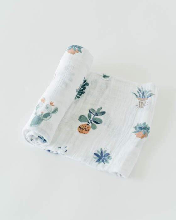 Little Unicorn Cotton Muslin Swaddle Blanket - Soft Baby Wrap for Newborns - Prickle Pots Design - Perfect for Nursery, Swaddling & Photo Shoots
