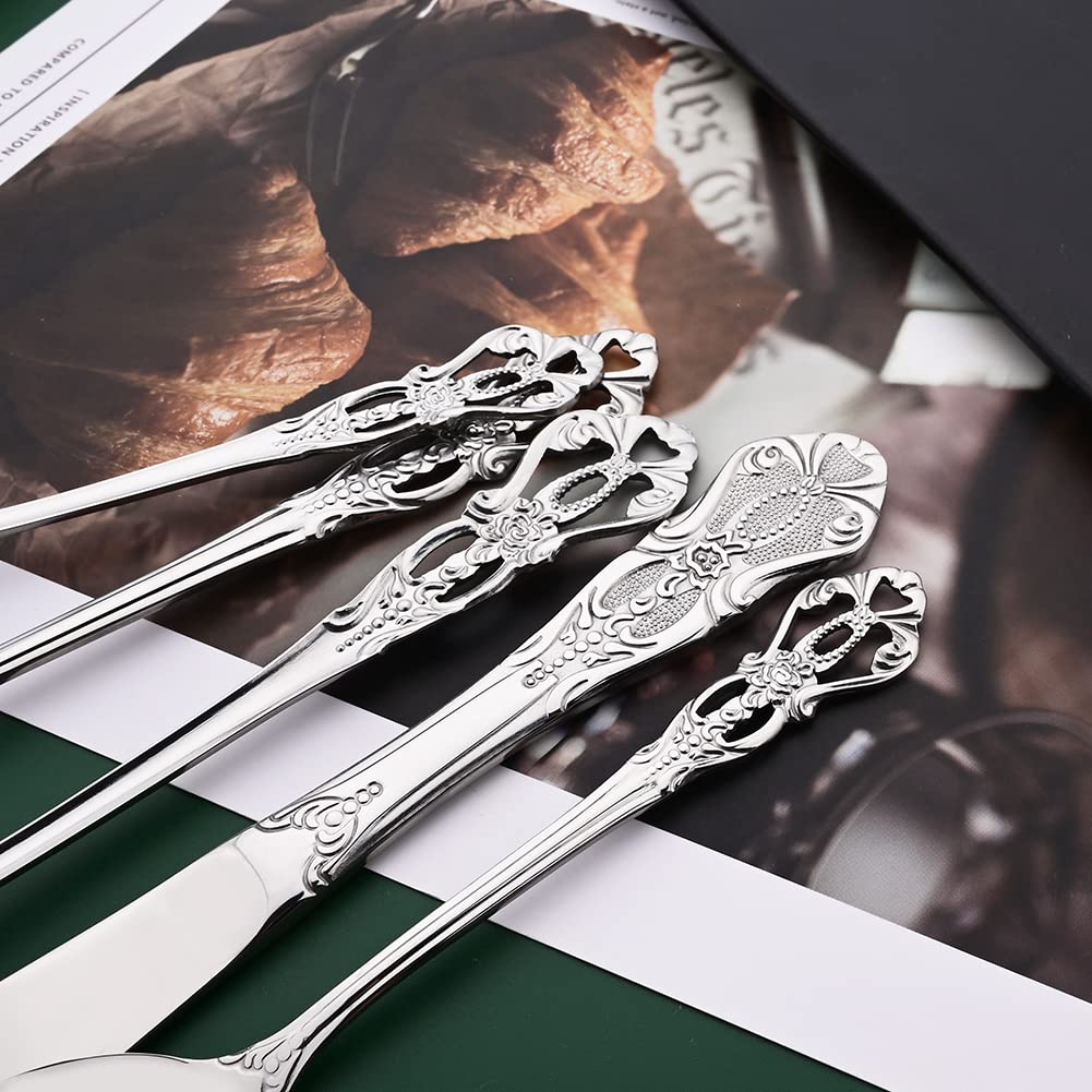 Premium 16-Piece Stainless Steel Flatware Set - Elegant Mirror Polished Silverware for 4 People, Durable Cutlery Set with Knives/Spoons/Forks for Home, Kitchen & Restaurant Use - Perfect for Dinner Parties, Weddings & Fine Dining