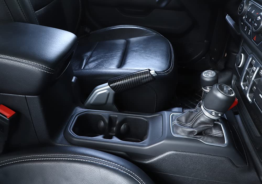 Jeep Wrangler JL & JT Gladiator 2018+ ABS Handbrake Cover - Carbon Fiber Grain Interior Accessories for Enhanced Style & Protection | Perfect for Off-Roading & Daily Driving
