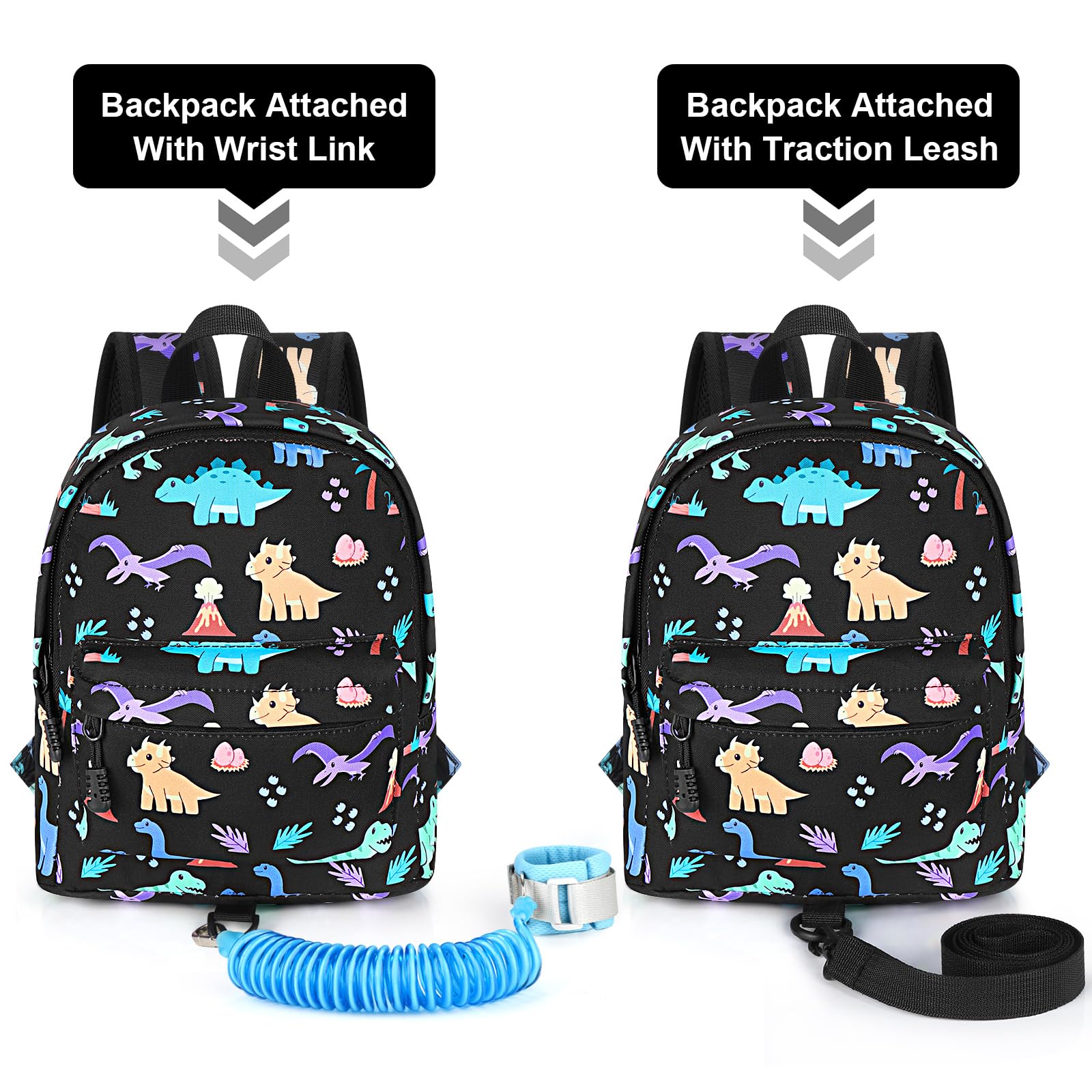 Accmor Toddler Backpack Leash - Cute Dinosaur Anti-Lost Safety Harness for Kids | Adjustable Child Walking Tether for Boys & Girls | Perfect for Outdoor Travel, Shopping & Park Adventures