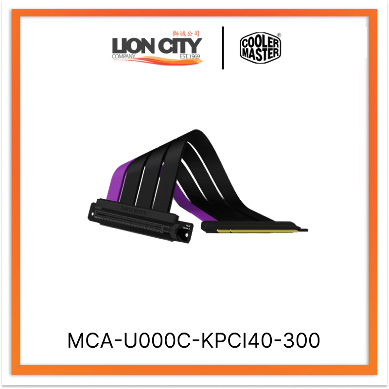 Cooler Master MCA U000C KPCI40 300mm PCIe 4.0 Riser Cable - High-Speed Extension for Gaming PC, Mining Rig & Workstation Builds