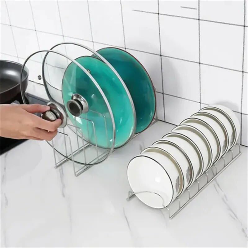 MosQuick® Stainless Steel Dish Rack for Kitchen - Space Saving Plate Organizer, Cup & Bowl Holder - Perfect for Kitchen Cabinet, Countertop or Under Cabinet Storage - Ideal for Small Kitchens, Apartments & Dorm Rooms