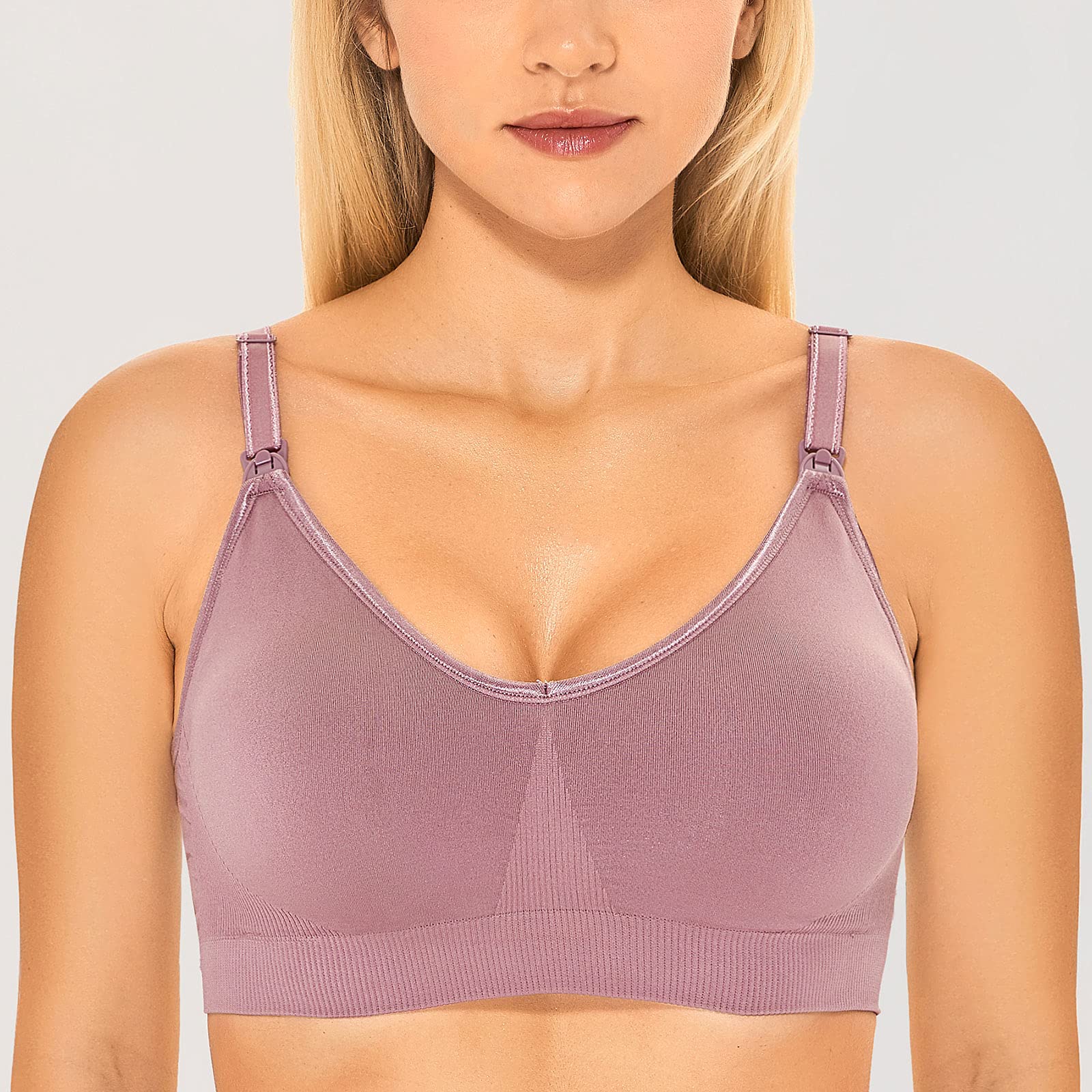 Gratlin Women's Seamless Maternity Nursing Sleep Bra - Wireless Breastfeeding Bras with Removable Pads & Support for Comfort - Perfect for Pregnancy, Nursing & Nighttime Wear