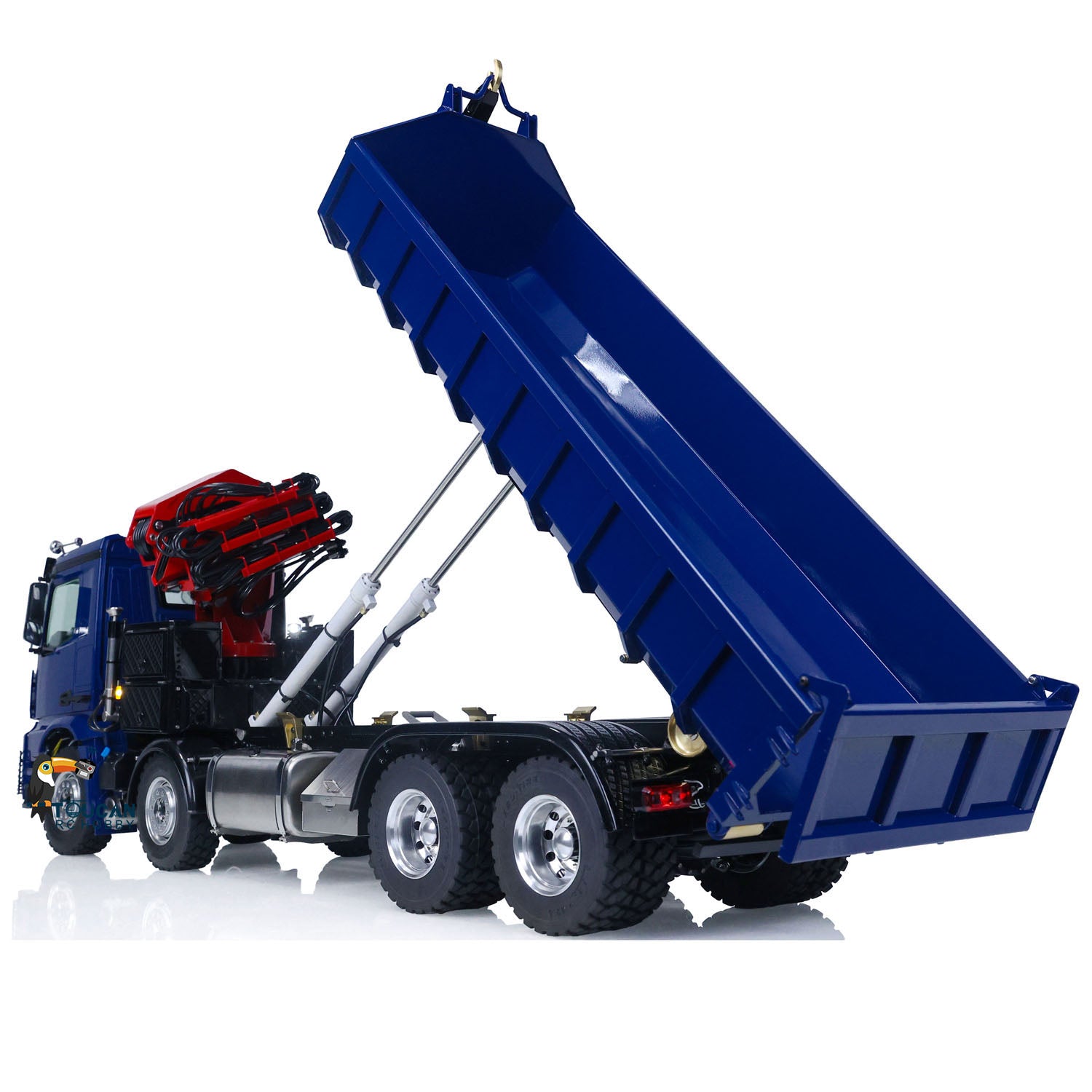 1/14 LESU RC 8x8 RTR Painted & Assembled Metal Hydraulic Crane Dumper Tipper Truck with Sound & Light System - Remote Control Construction Vehicle for Adults & Kids, Perfect for Outdoor Play, Construction Site Simulation & RC Hobby Collection