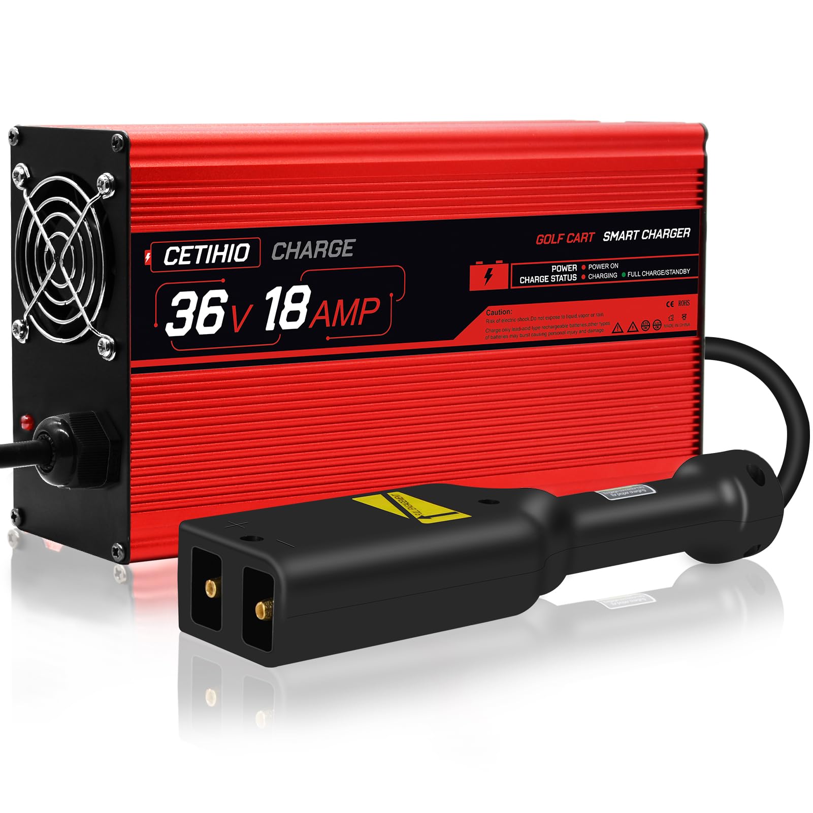 36 Volt Golf Cart Battery Charger for EZGO TXT - 18 AMP Fast Charging with 3.0 Technology (4-6 Hours Full Charge) - D-Plug Replacement - 16FT Cord - Perfect for Home, Course & Storage Charging