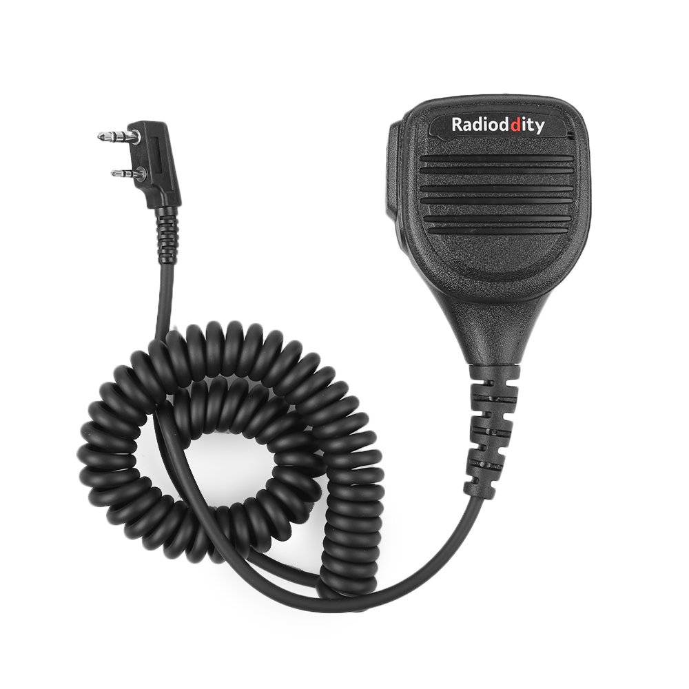 2 Pack Radioddity GA-2S Long Range Walkie Talkies for Adults - UHF Two Way Radios with Rechargeable Battery & Micro USB Charging + 2 Pack RD-203 Waterproof Speaker Mic (K Plug) - Ideal for Hiking, Camping, Construction Sites & Outdoor Adventures