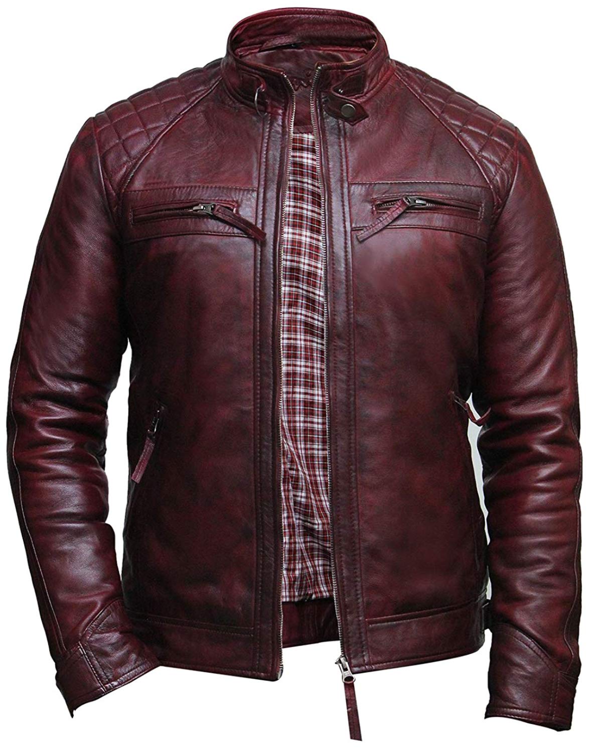 BRANDSLOCK Men's Genuine Lamb Skin Leather Jacket - Motorcycle Biker Jacket for Men, Stylish & Durable Riding Gear for Casual Wear & Outdoor Adventures