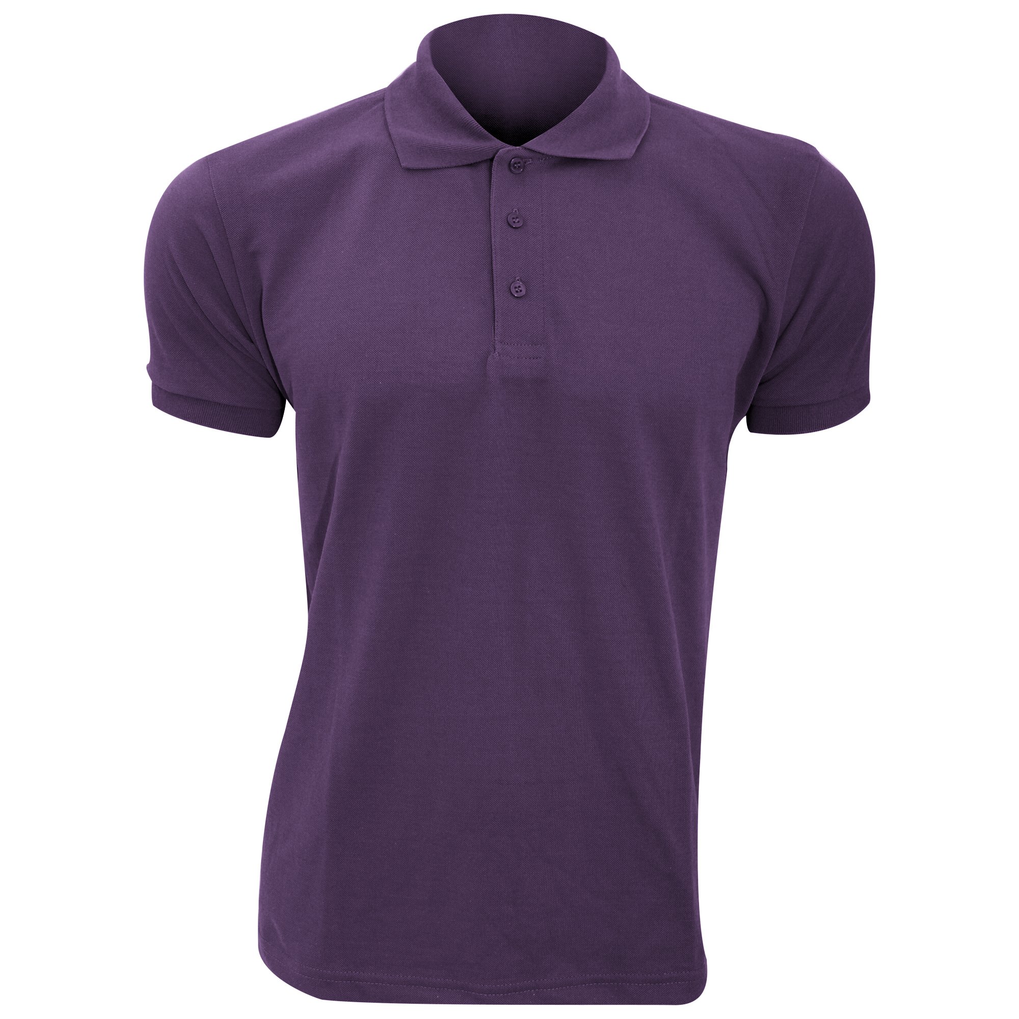 Men's Classic Short Sleeve Polo Shirt - Premium Pique Cotton, Dark Purple, Size L (41-42