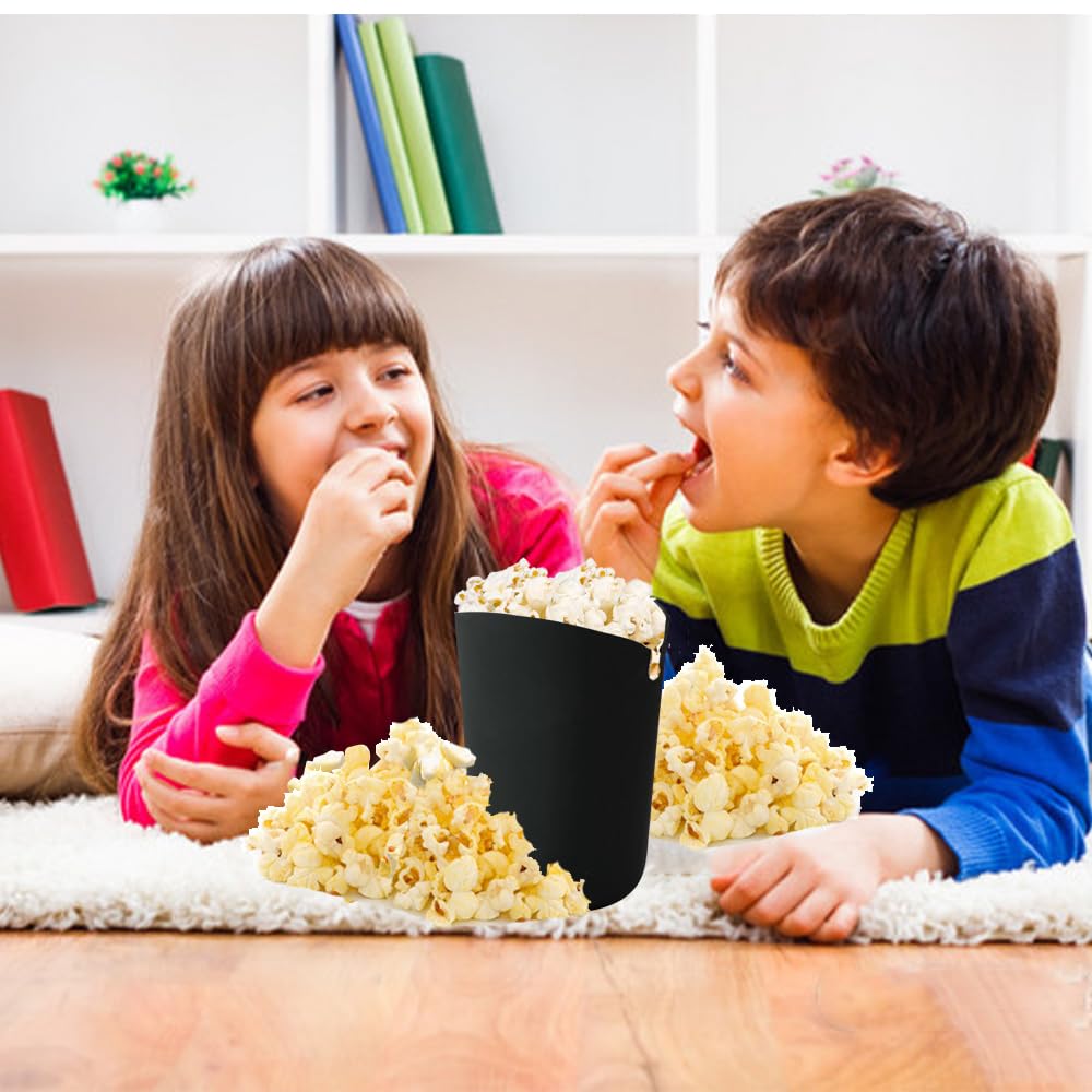 Original Microwave Popcorn Popper - Reusable Silicone Popcorn Maker with Collapsible BPA-Free Bowl | No Oil Needed | Perfect for Movie Nights, Parties & Healthy Snacking (Black, 1-Pack)