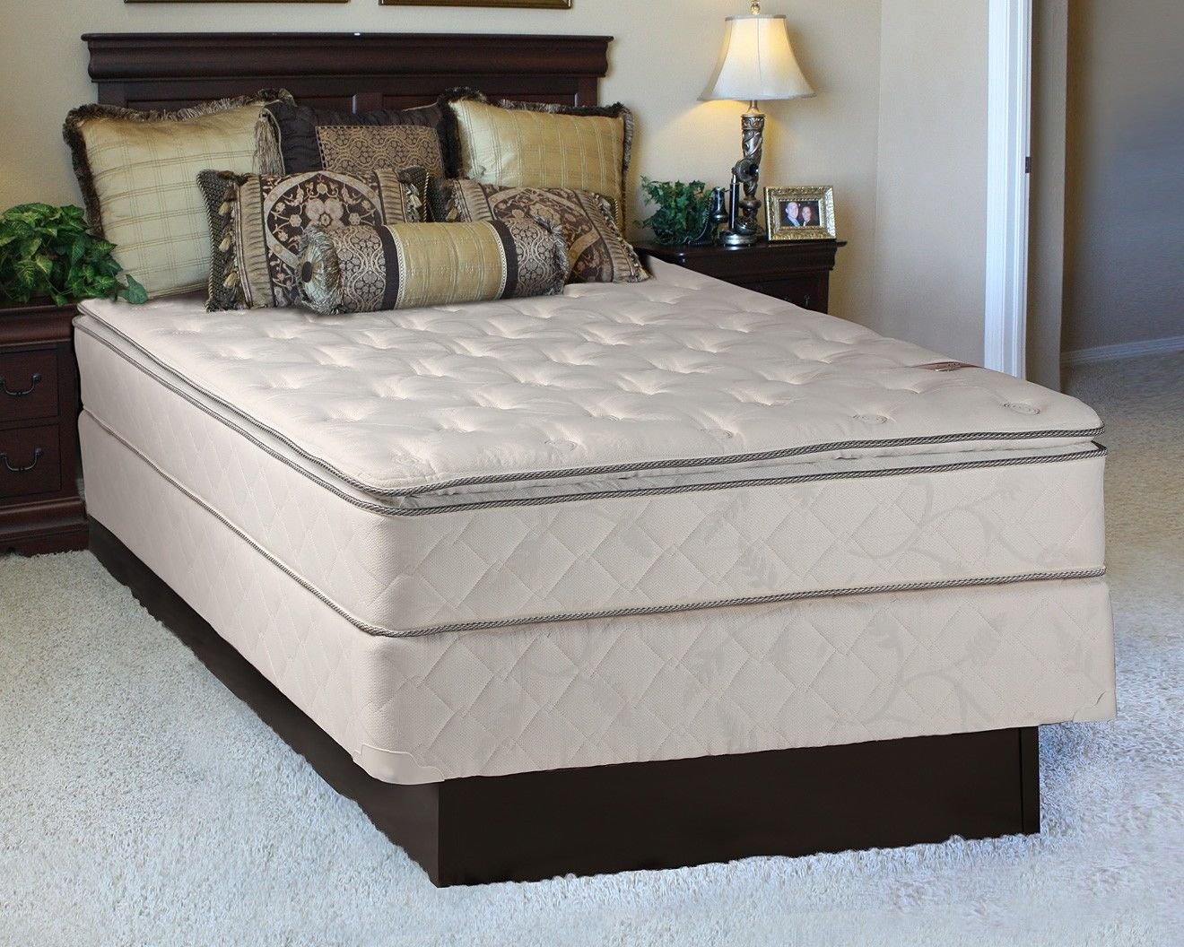 Dream Solutions USA Sunset Plush Eurotop Innerspring Mattress Set with Mattress Cover Protector - Spine Support, High Density Foam for Lasting Comfort (Twin 39