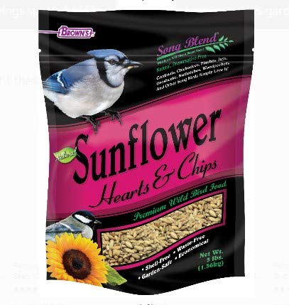 Premium Brown's Bird Seed - Bird Song Blend with Sunflower Hearts & Chips, 48oz Bag - Attracts Wild Birds for Backyard Birdwatching & Garden Feeding