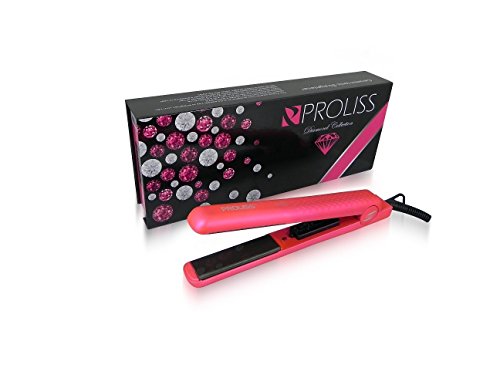 Proliss Diamond Collection 1.25 Inch Ceramic Flat Iron Hair Straightener for Smooth & Shiny Hair - Pink | Salon Quality Styling Tool for Home & Professional Use