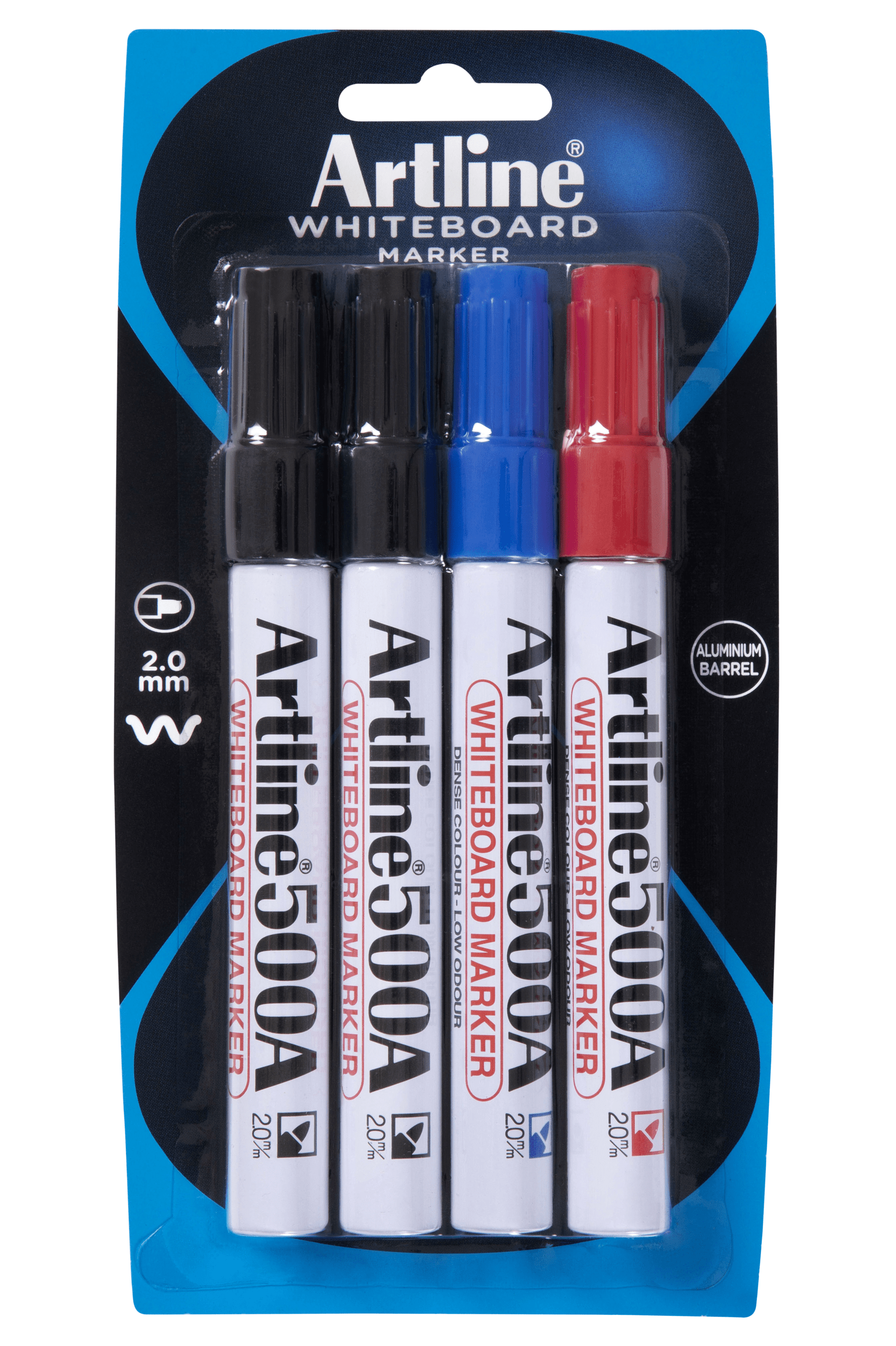 Artline 500A Whiteboard Markers - 4 Pack with 2mm Bullet Tip - Dry Erase Markers for Whiteboards, Glass & Office Use - Ideal for Teachers, Classrooms & Office Presentations