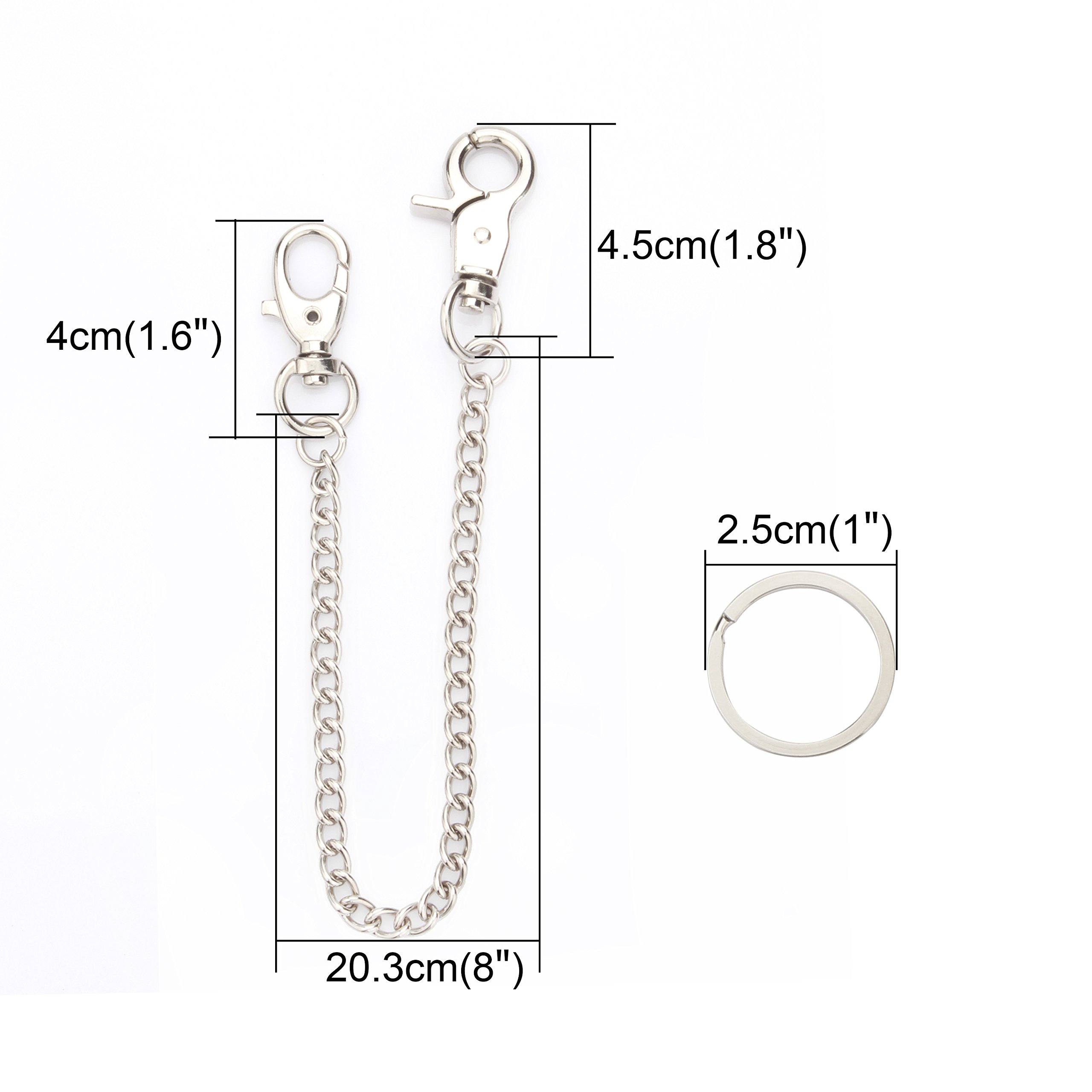 Wisdompro Stainless Steel Keychain with 8 Inch Wallet Chain - Key Clip, Keyrings & Lobster Clasp for Keys, Belt Loops, Wallets & Bags | Durable Silver Key Holder for Everyday Use, Travel & Outdoor Activities