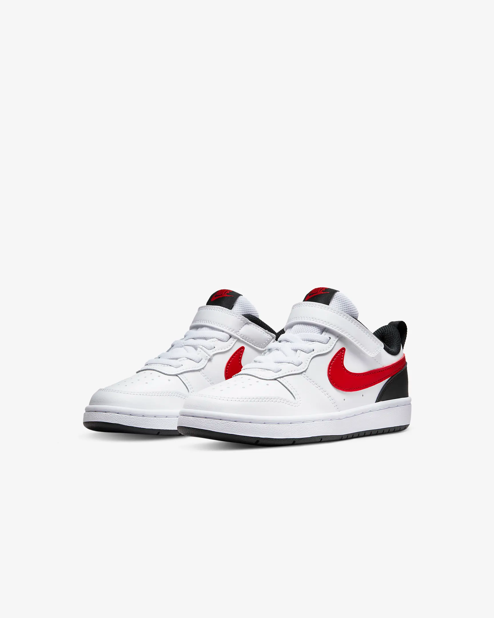 Nike Kid's Court Borough Low 2 Sneakers - White/Black/University Red - Comfortable Basketball Shoes for Boys & Girls - Perfect for School, Playground & Sports Activities