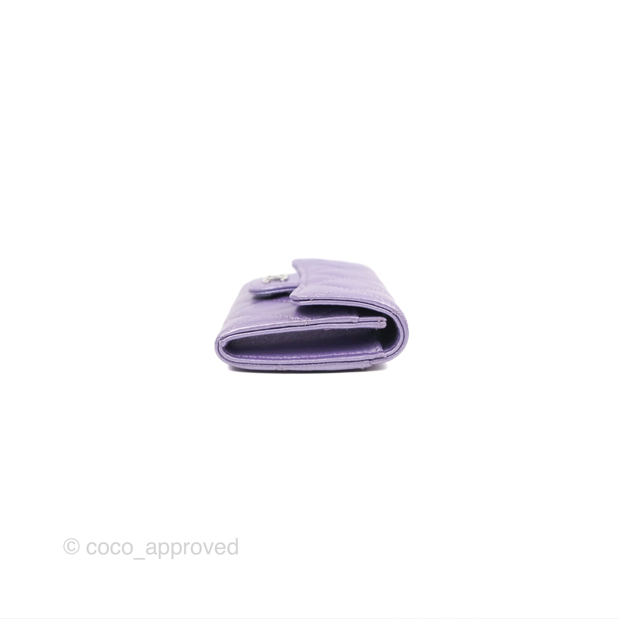 Chanel Classic Flap Card Holder - Quilted Iridescent Purple Lambskin with Silver Hardware | Luxury Wallet for Women, Perfect for Everyday Use & Special Occasions