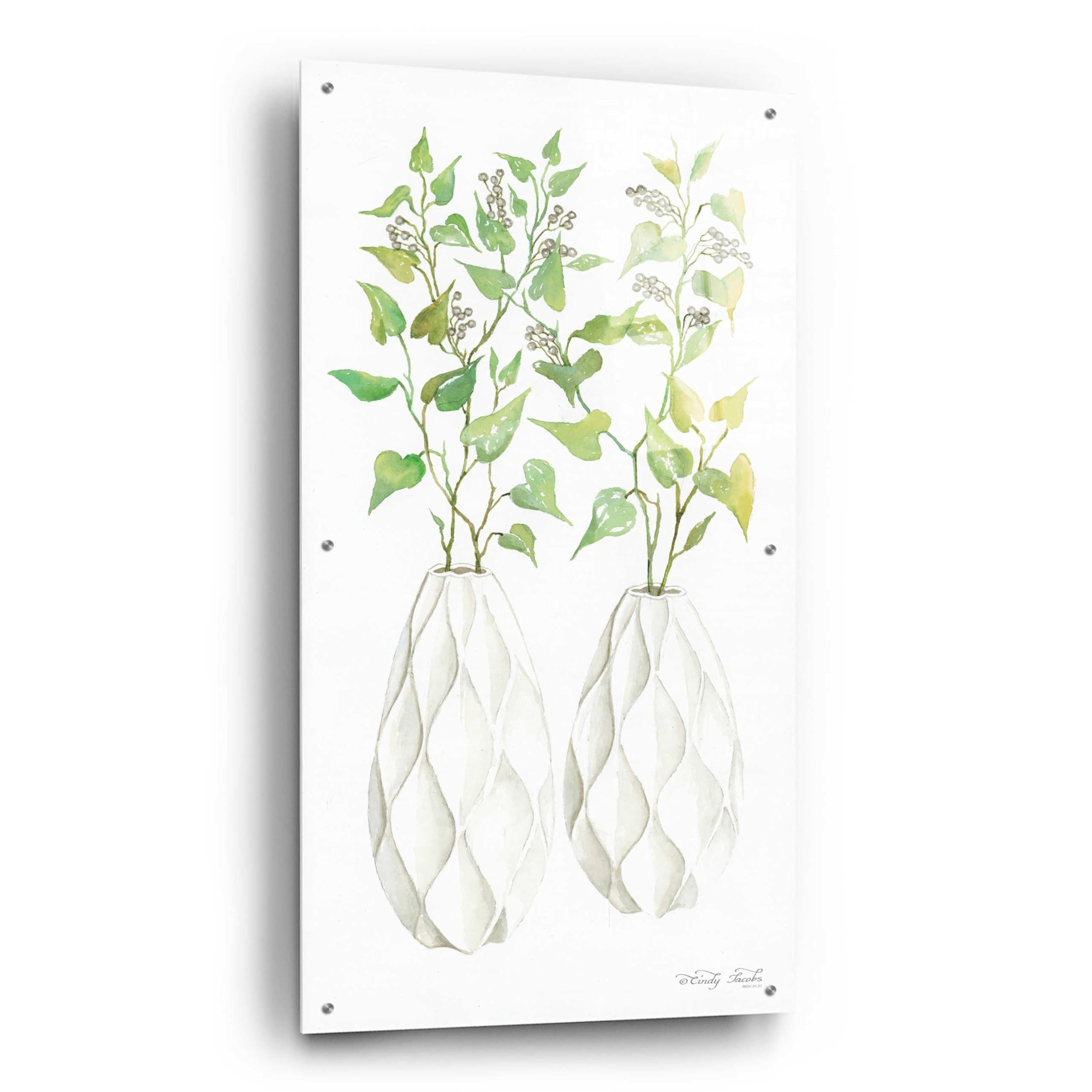 Geometric Vase II Acrylic Glass Wall Art by Cindy Jacobs - 24x48 Inches Modern Home Decor for Living Room, Bedroom & Office