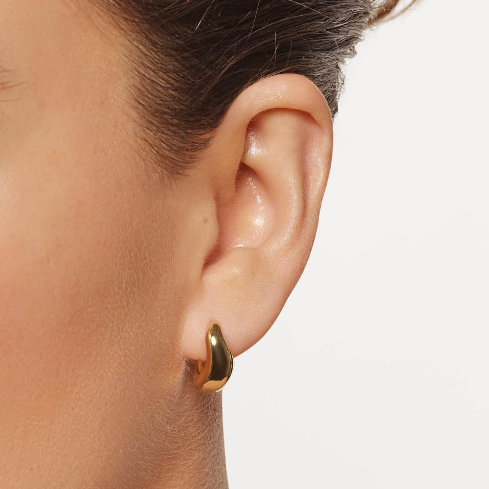 Gold Midi Wave Dome Huggie Earrings for Women - Trendy Hoop Earrings for Everyday Wear, Parties & Special Occasions