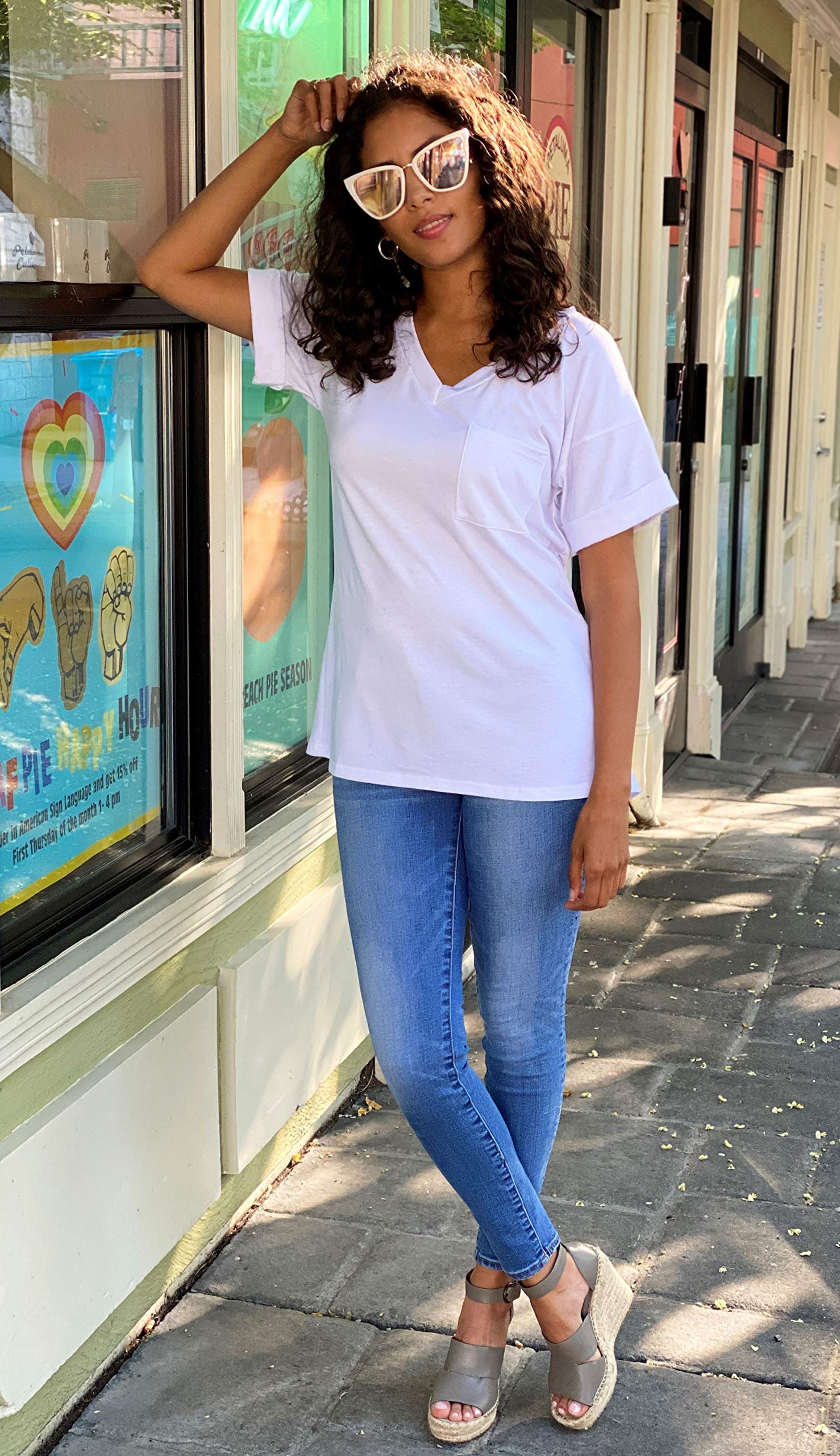 Women's Casual V-Neck T-Shirts Pack - Short Sleeve Basic Tops for Everyday Wear - Regular & Plus Size Value Set - Perfect for Work, Gym, and Weekend Outings