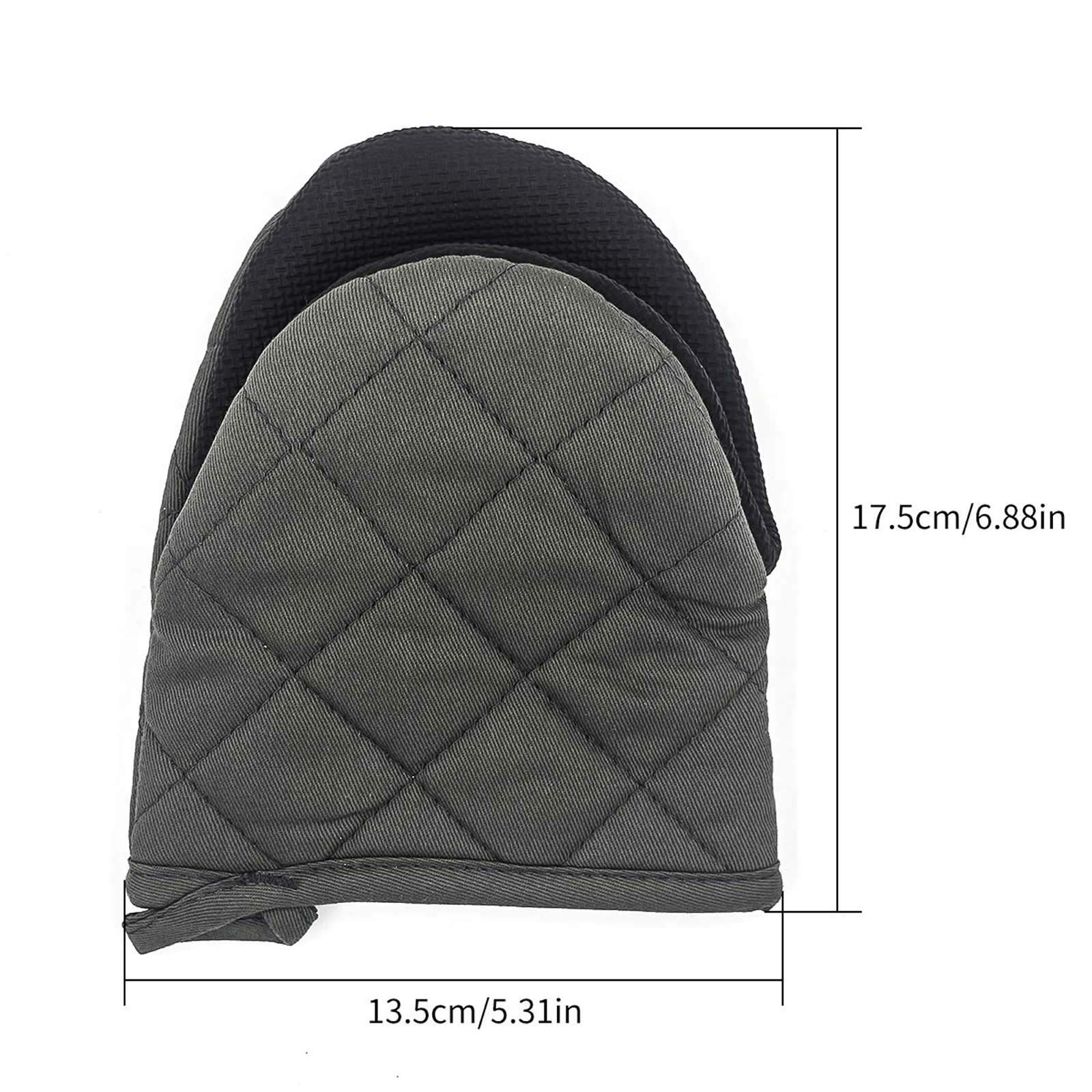 Heat Resistant Mini Oven Mitts Set of 2 - 300°F Neoprene Cotton Kitchen Gloves with Non-Slip Grip & Hanging Loop - 7x6 Inch Gray Pot Holders for Baking, Grilling & Cooking - Perfect for Oven, Stovetop & BBQ Use