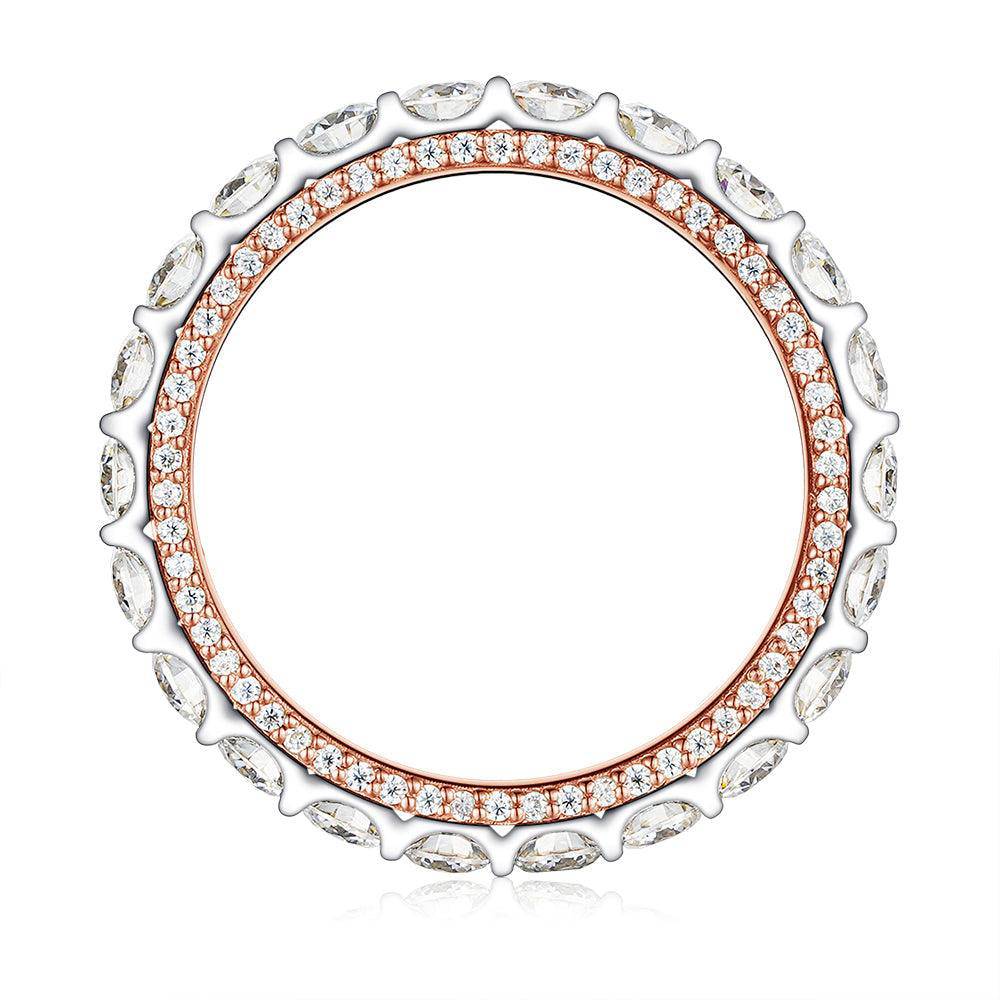 Two Tone Round Moissanite Eternity Couple's Ring Set - 14K Gold & Sterling Silver Wedding Band Set for Women & Men, Perfect for Anniversaries, Engagements & Romantic Gifts