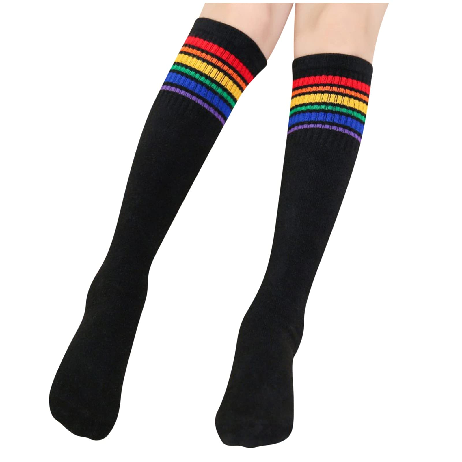 Kids Cotton Striped Knee High Socks - Warm & Comfortable Long Socks for Girls & Teens - Perfect for School, Winter & Casual Outfits