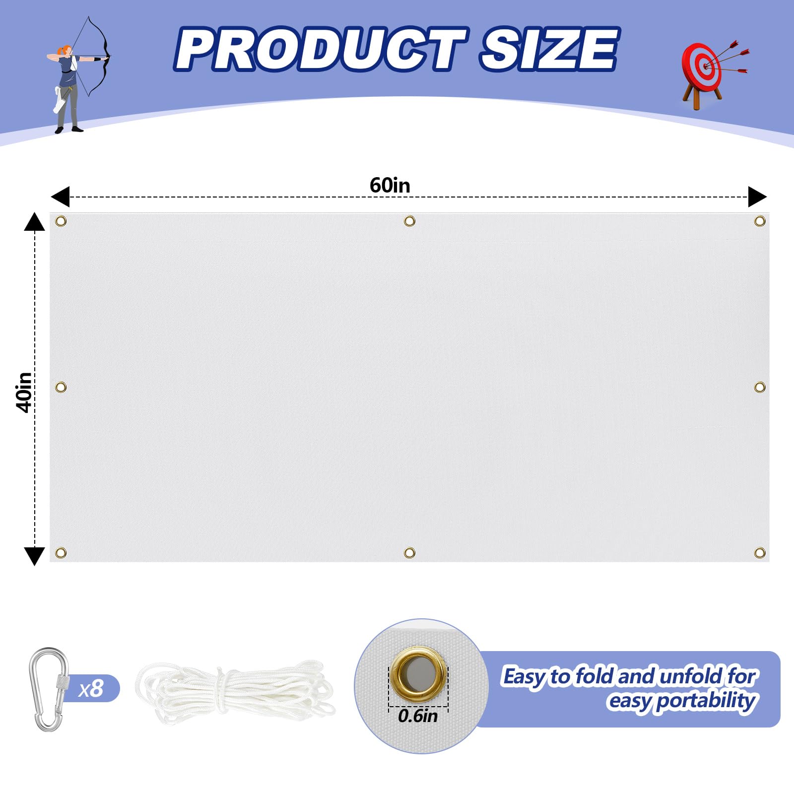 Heavy Duty Archery Backstop Net with Rope & Hooks - Durable Slingshot Target Net for Backyard Shooting Practice | Perfect for Archery Training, Hunting Prep & Outdoor Sports Activities