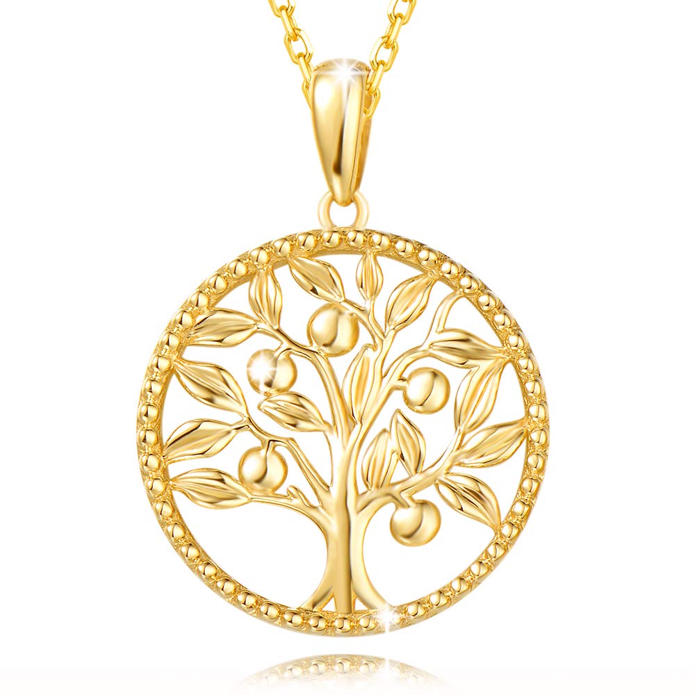 14K Solid Real Gold Tree of Life Necklace for Women - Dainty Pendant Fine Jewelry Gift for Anniversary, Birthday, Mother's Day | 16+2 Inch Chain | Perfect for Her, Wife, Girlfriend, Mom & Self-Love