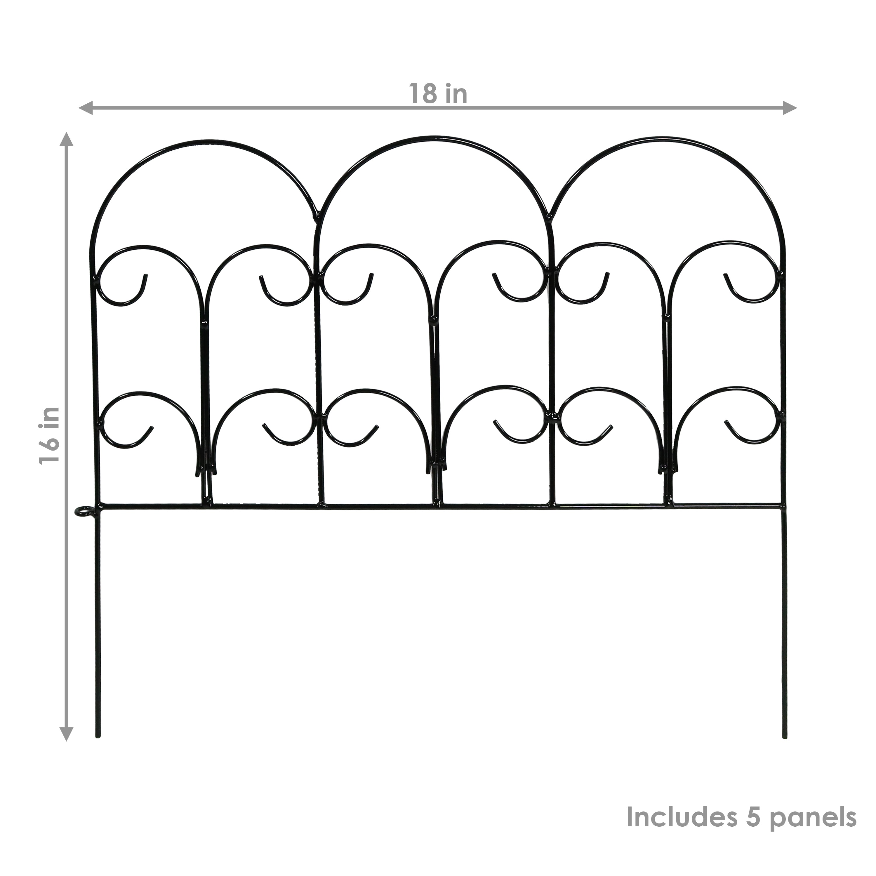 Sunnydaze 5-Piece Victorian Border Fence Set - 7.5 Feet Overall Length - Decorative Garden Edging for Flower Beds, Pathways & Landscaping
