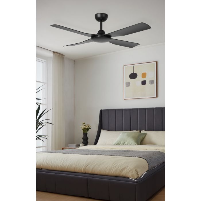 ALOHA 52 Inch DC Motor Ceiling Fan with Remote Control - Black Modern Bladeless Fan for Bedroom, Living Room & Outdoor Use