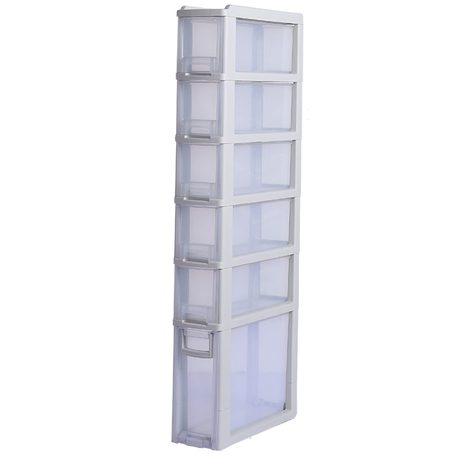 QINGXun 4-Tier Slim Storage Cart with Wheels - Space Saving Bathroom Organizer, Laundry Utility Cart & Snack Cart for Small Spaces - White (6 Layers) - Perfect for Bathroom, Kitchen, Dorm & Office Organization