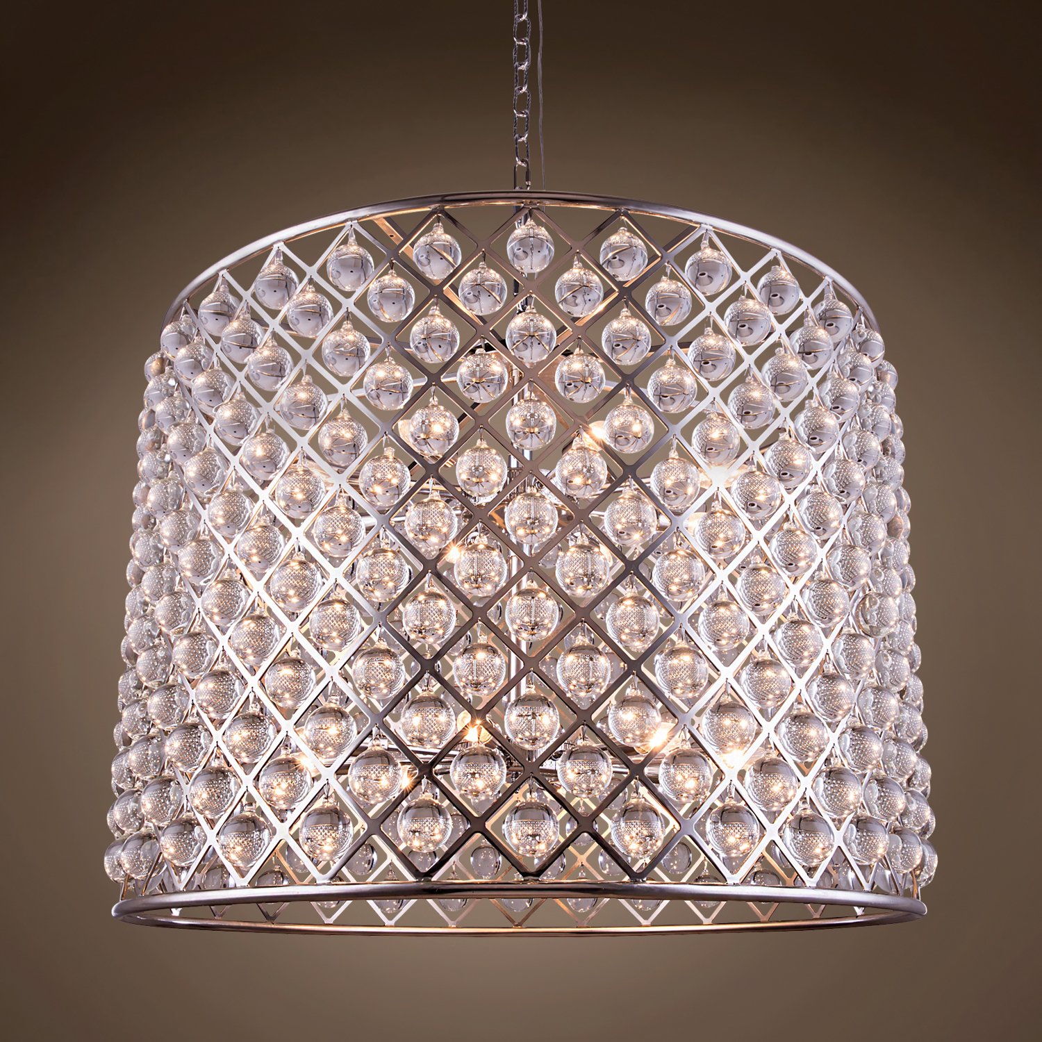 12-Light Crystal Grid Chandelier - 35.5