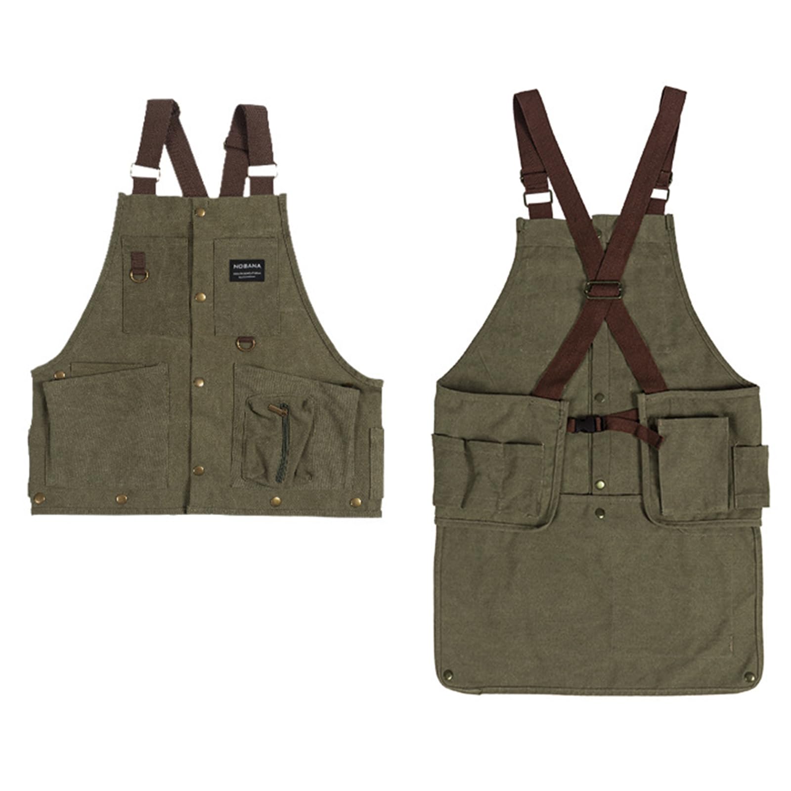 Heavy Duty Canvas Garden Tool Apron with Adjustable Shoulder Pads - Durable Workwear for Gardening, Landscaping & DIY Projects