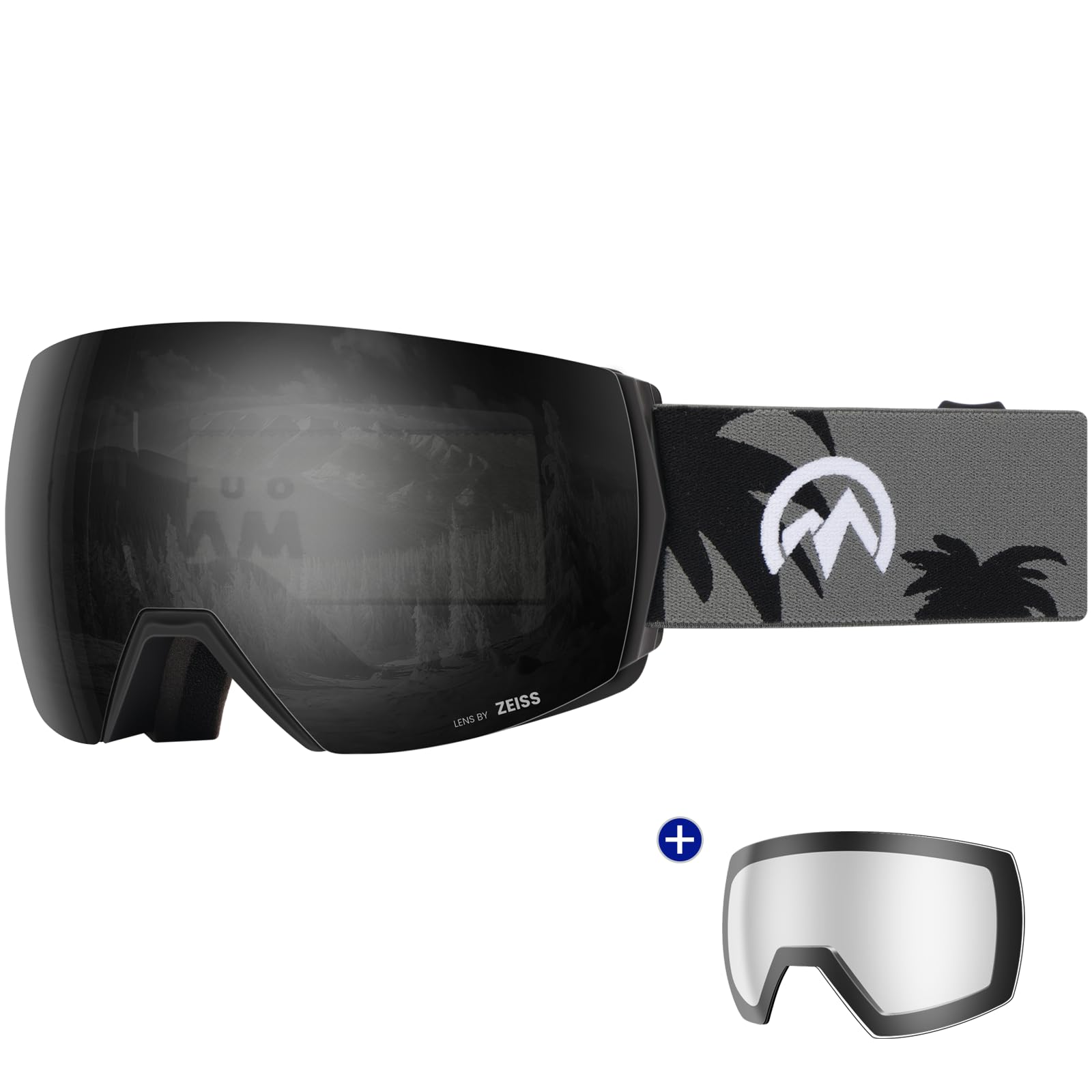 OutdoorMaster Ultra Ski Goggles with ZEISS Lens - Anti-Fog OTG Snowboard Goggles, Wide View Interchangeable Lens for Men & Women - Perfect for Skiing, Snowboarding & Winter Sports
