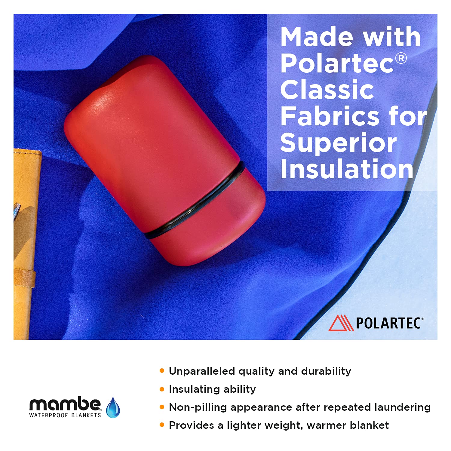 Mambe Extreme Weather Outdoor Blanket - 100% Waterproof & Windproof Fleece & Nylon Blanket for Camping, Hiking, Emergency Survival - Machine Washable Charcoal with Navy Lining (Large Size) - Perfect for Sports Events, Picnics, and Cold Weather Protection