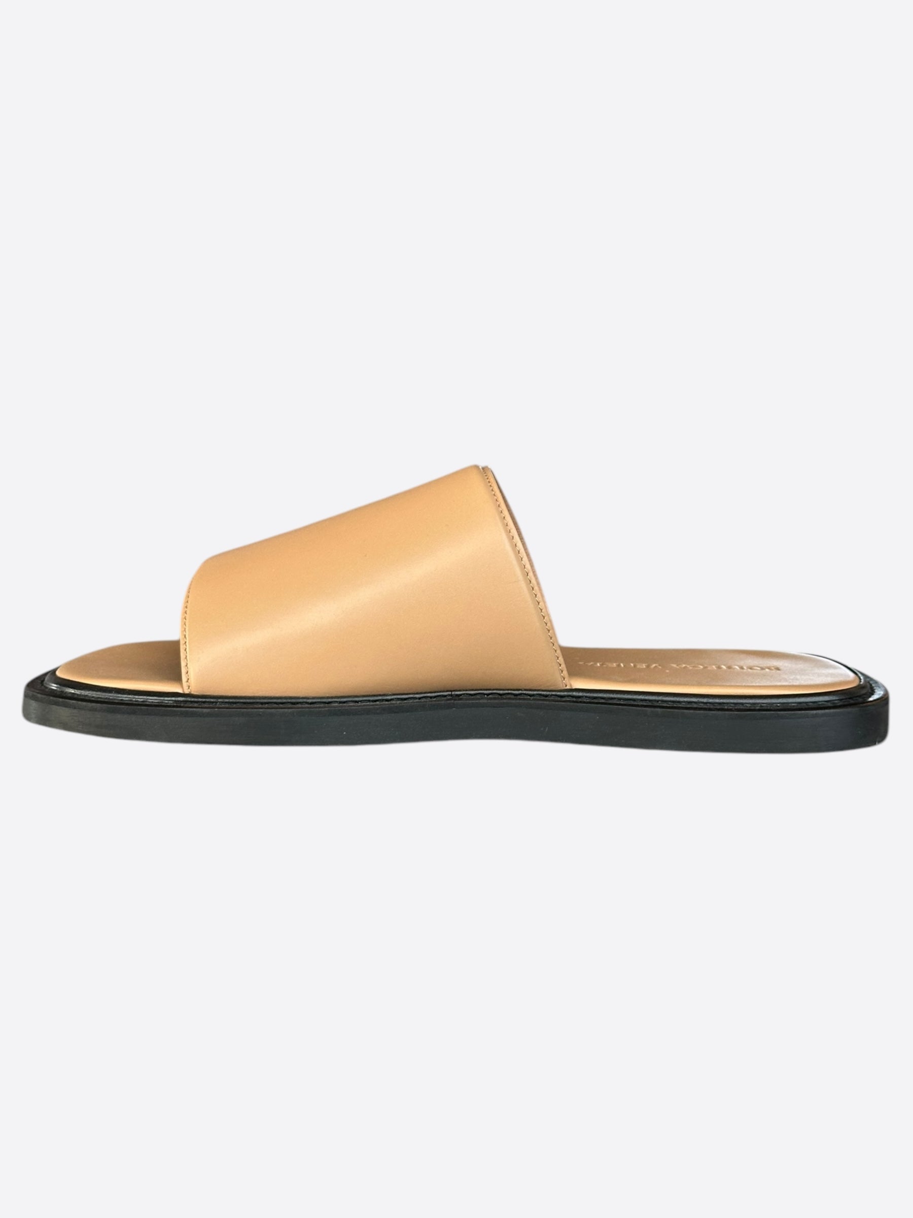 Bottega Veneta Beige & Black Leather Sandals for Women - Luxury Designer Summer Slide Sandals - Perfect for Beach, Vacation & Casual Outings