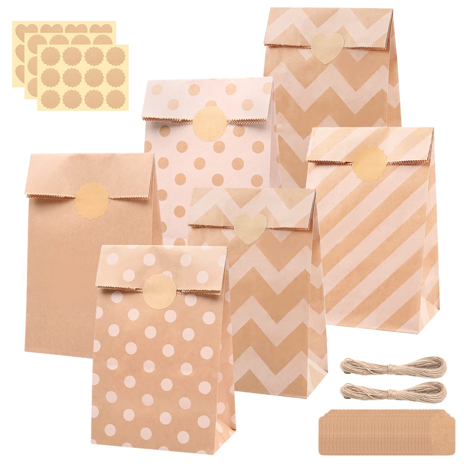 30-Pack Kraft Paper Treat Bags for Parties – 5.1x3.1x9.5 Inch Brown Snack Bags for Bakery, Candies, Desserts, Cookies – Bulk Eco-Friendly Favor Bags for Birthday, Wedding, Baby Shower & Graduation Events – Perfect for Candy Buffets, Gift Packaging and Party Decorations