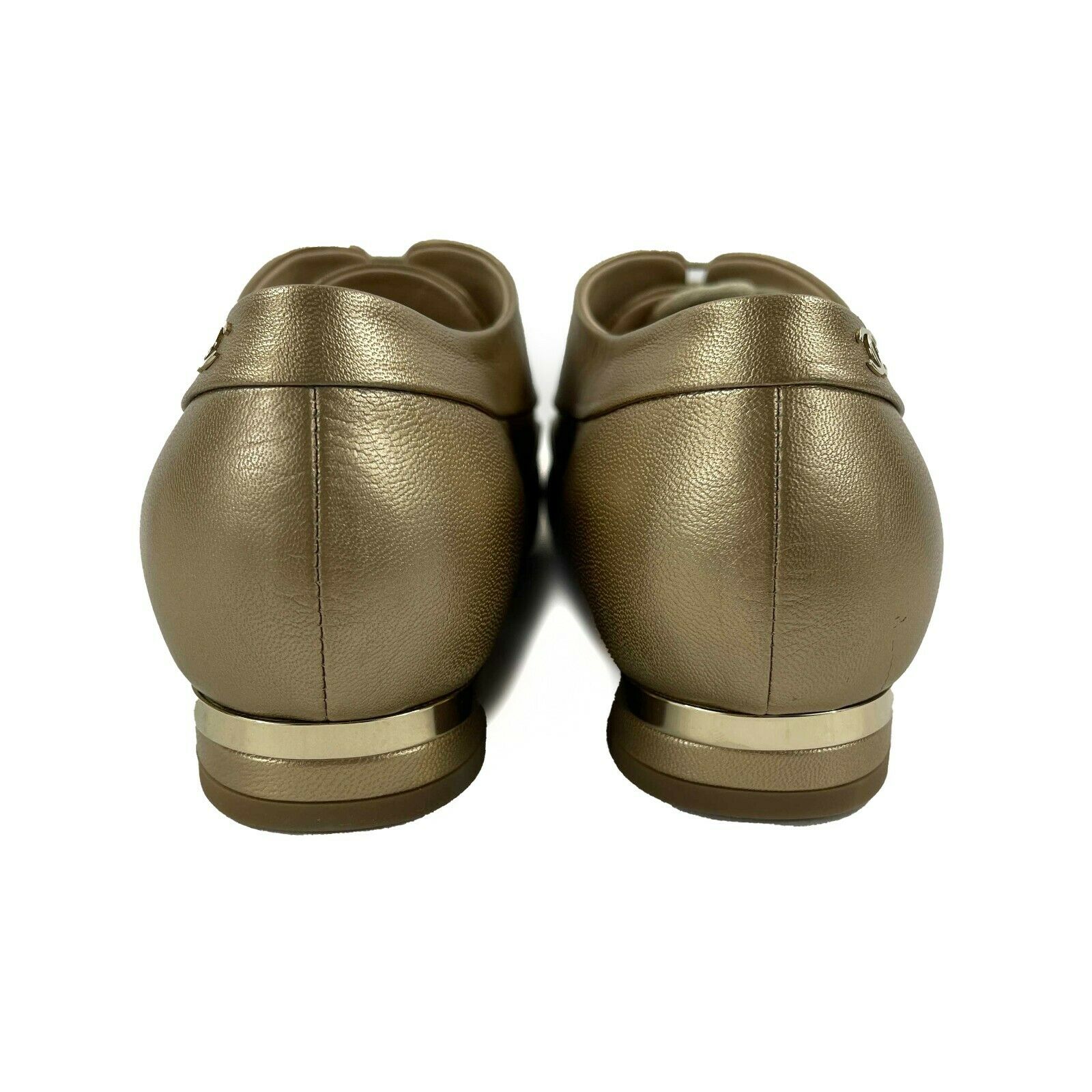 Chanel Metallic Gold Leather CC Pearl Oxford Shoes Women's Size 9 (US 39) - Luxury Fashion for Evening Parties & Formal Events