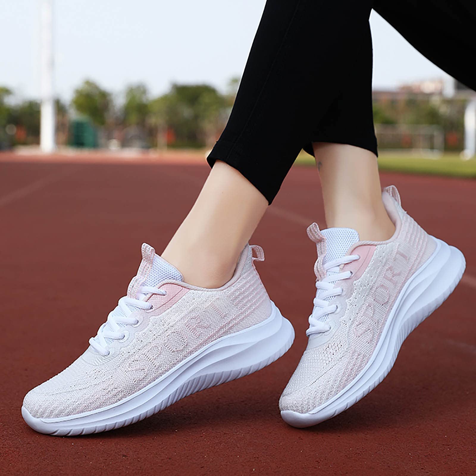 Women's Breathable Mesh Sneakers - Lightweight Casual Walking Shoes for Outdoor, Gym & Travel - Water-Resistant Comfort Socks (Pink, Size 6.5) | Perfect for Running, Hiking & Daily Wear