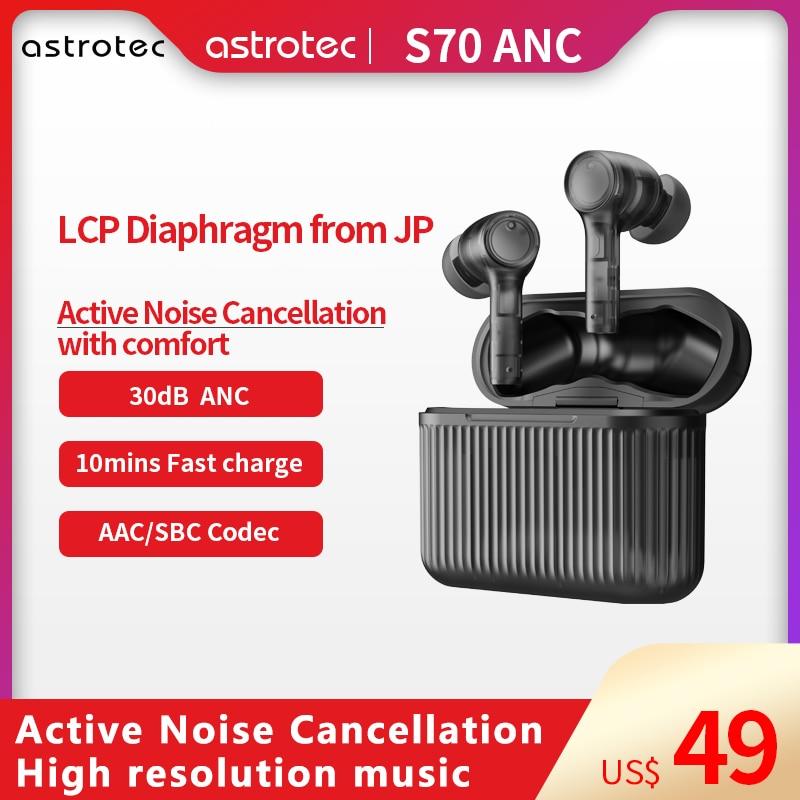 Astrotec S70 Active Noise Cancelling Wireless Earbuds with ANC, Bluetooth 5.0, Hi-Fi Sound for Commuting, Workouts & Travel