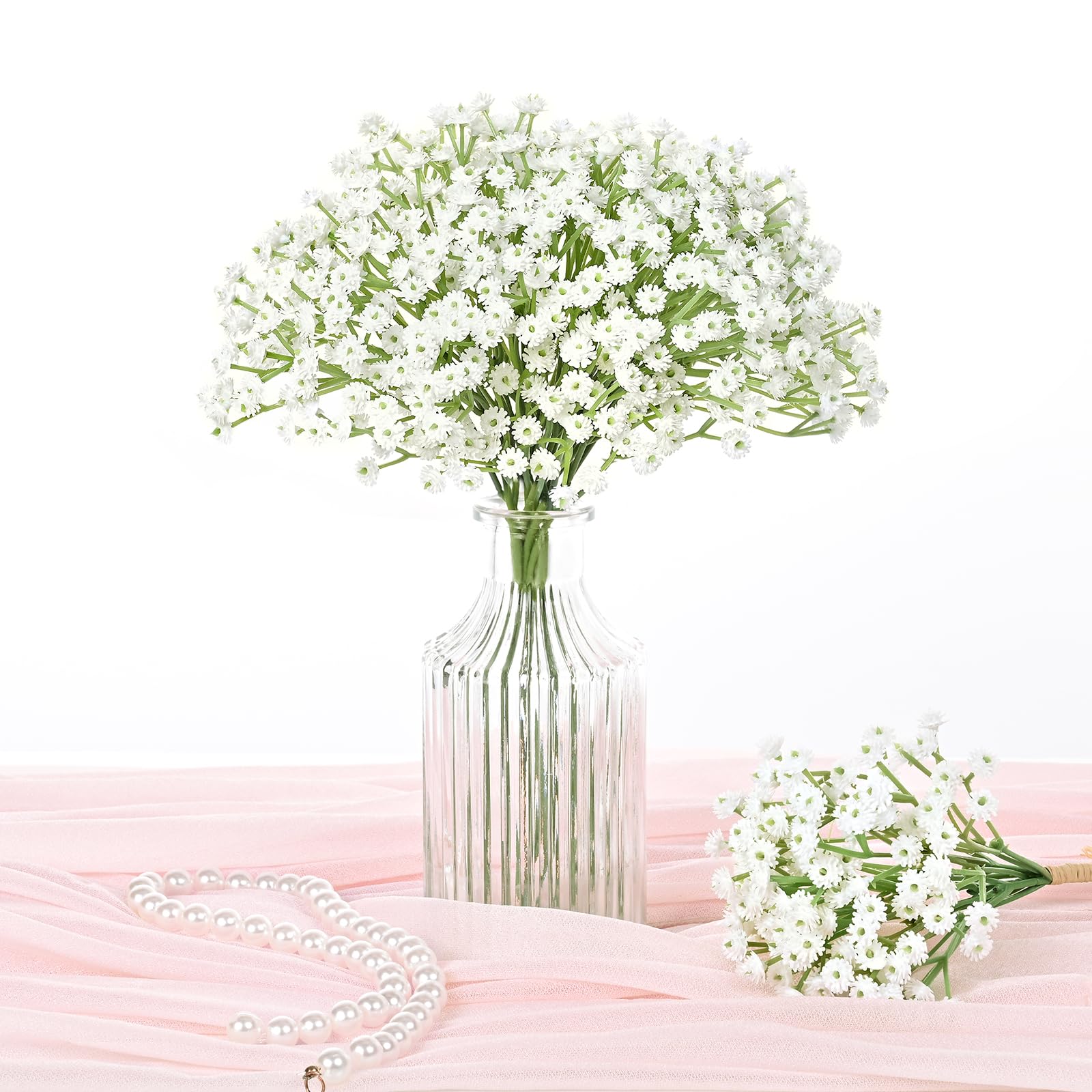 24Pcs Real Touch White Artificial Baby's Breath Flowers - 12.5 Inch Faux Gypsophila for Wedding Bouquets, Home Decor, Floral Arrangements | Perfect for Centerpieces, Bridal Showers & DIY Crafts